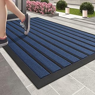 Color G Outdoor Door Mat, 24"x36" Low Profile Front Door Mats Outdoor, Non Slip Outside Door Mat with Rubber Back, Durable Heavy Duty Welcome Mat for Entrance, Patio, Garage, Entry, Blue