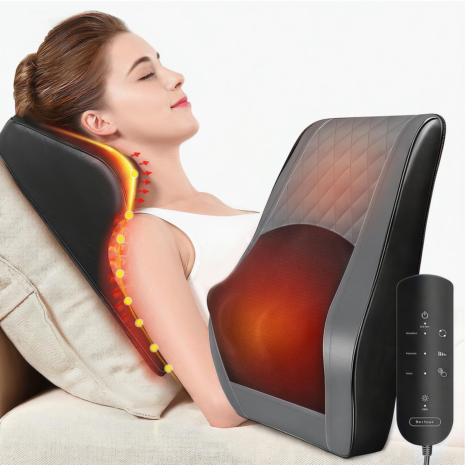 OMASSA Appareil de massage du cou avec chaleur, appareil de massage Shiatsu 3D Knet pour le dos, soulagement des douleurs musculaires pour le cou, le dos, les jambes, cadeaux pour hommes, femmes