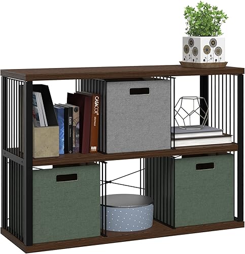 Miniatura 6 de ClosetMaid Estantería organizadora de almacenamiento de 6 cubos estante de almacenamiento marco de metal estantes de madera fácil montaje negronogal