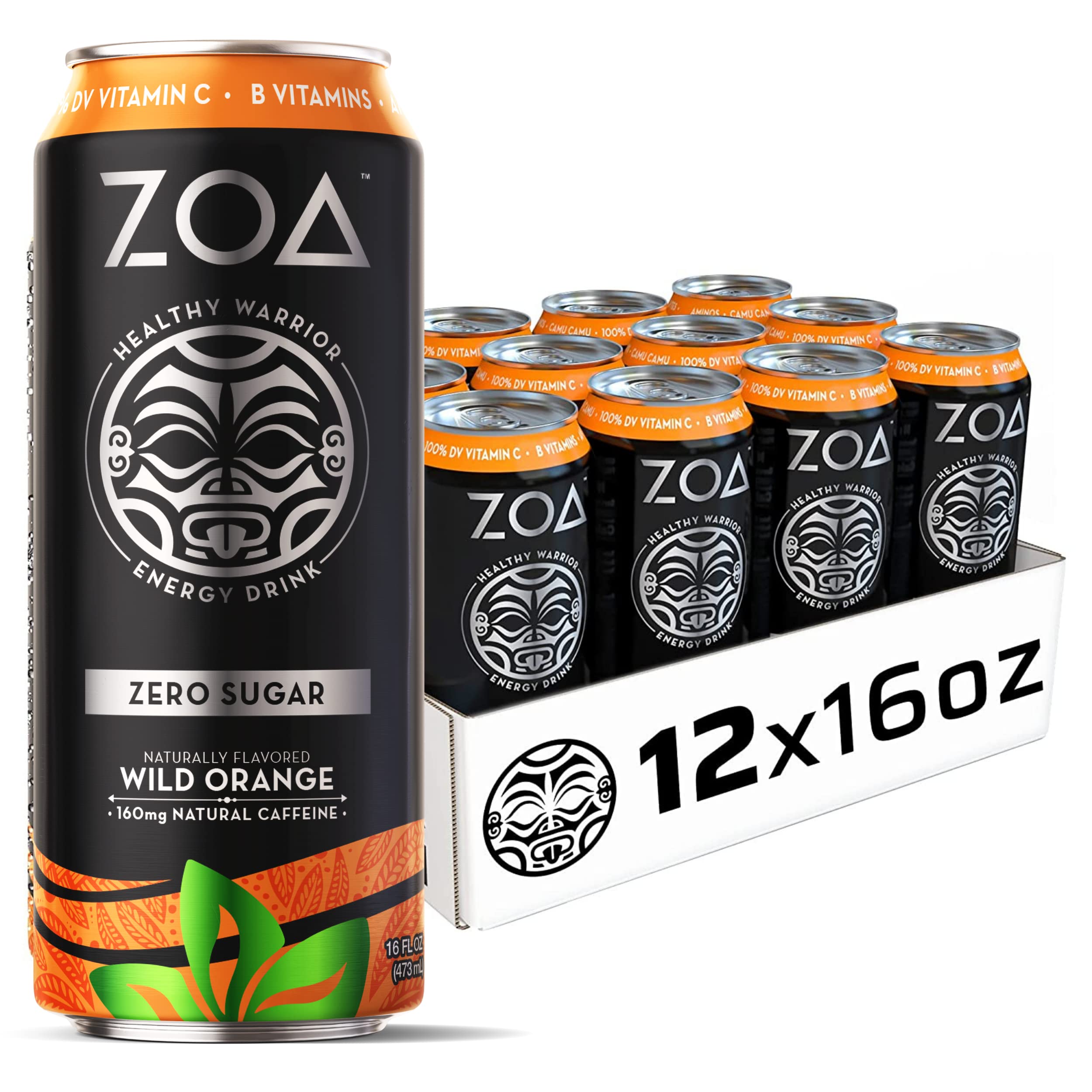 ZOA Zero Sugar Energy Drink, 16 Fl Oz Healthy Vitamin C, B6 & B12