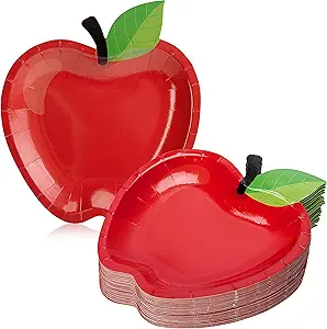 Wehhbtye 50PCS Back to School Red Apple Paper Plates,First Day of School Red Apple Paper Plates, Apples Shape Disposable Tableware Dinnerware for Back to School Party Supplies and Table Decoration