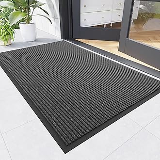 - Naturei Front Door Mat, 4' x 8' Heavy Duty Indoor Outdoor Door Mat for Entryway, Commercial Door Mats Entrance, Low Profile Welcome Mats Non-Slip, Durable Rubber Backing Entry Mat for Patio, Home