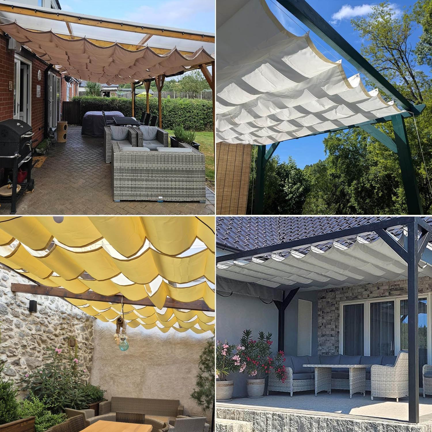 Retractable Wave Awning Cover Waterproof 6x16 FT with Grommets Retractable Shade Sail Replacement Pergola Awning for Outdoor Gardens Patios Decks and Gazebos Dark Gray
