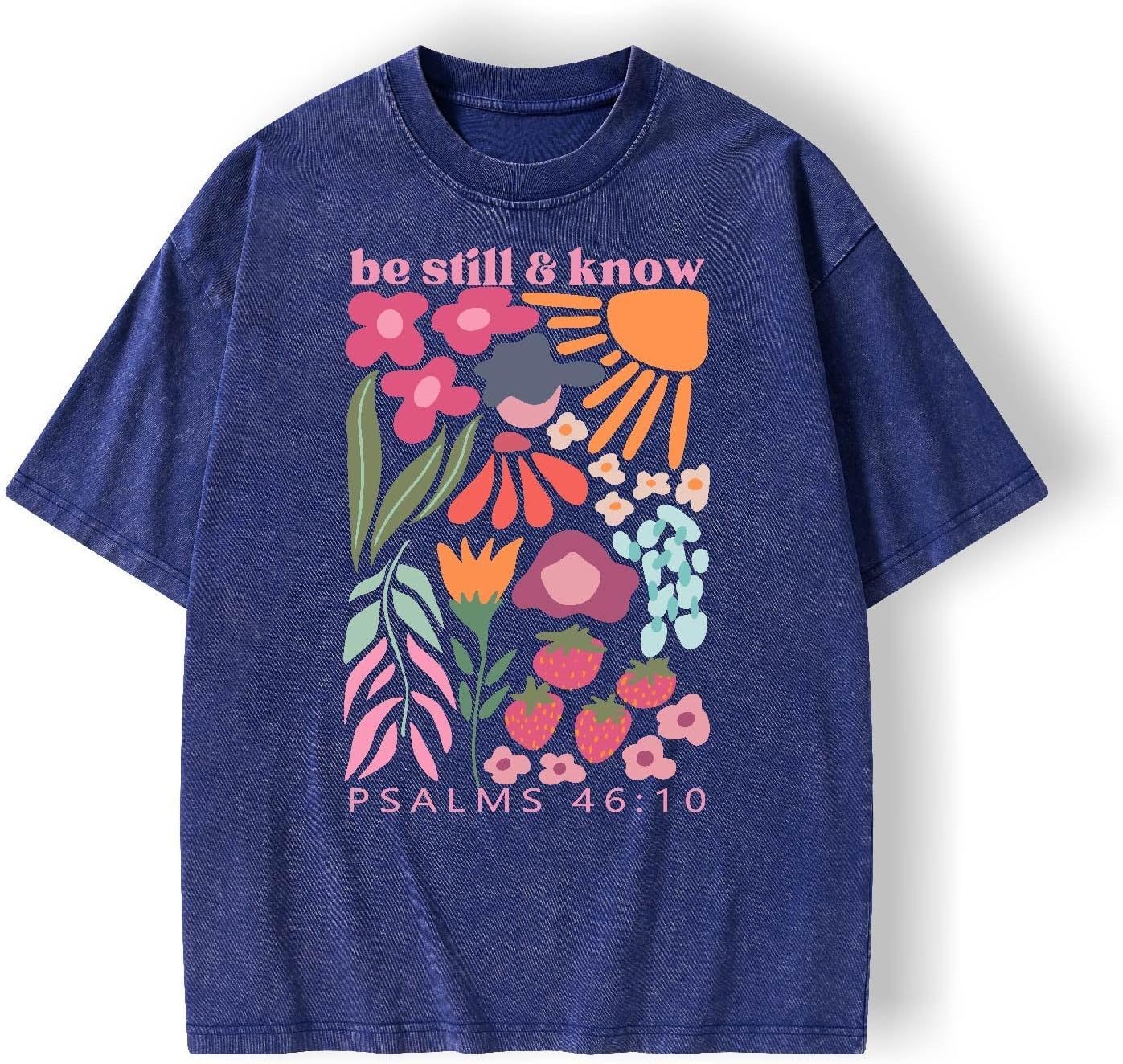 Graphic Tees Summer Women Men Cotton Novelty Oversized Crew Flower Element of Bible Christian Washed T-Shirt