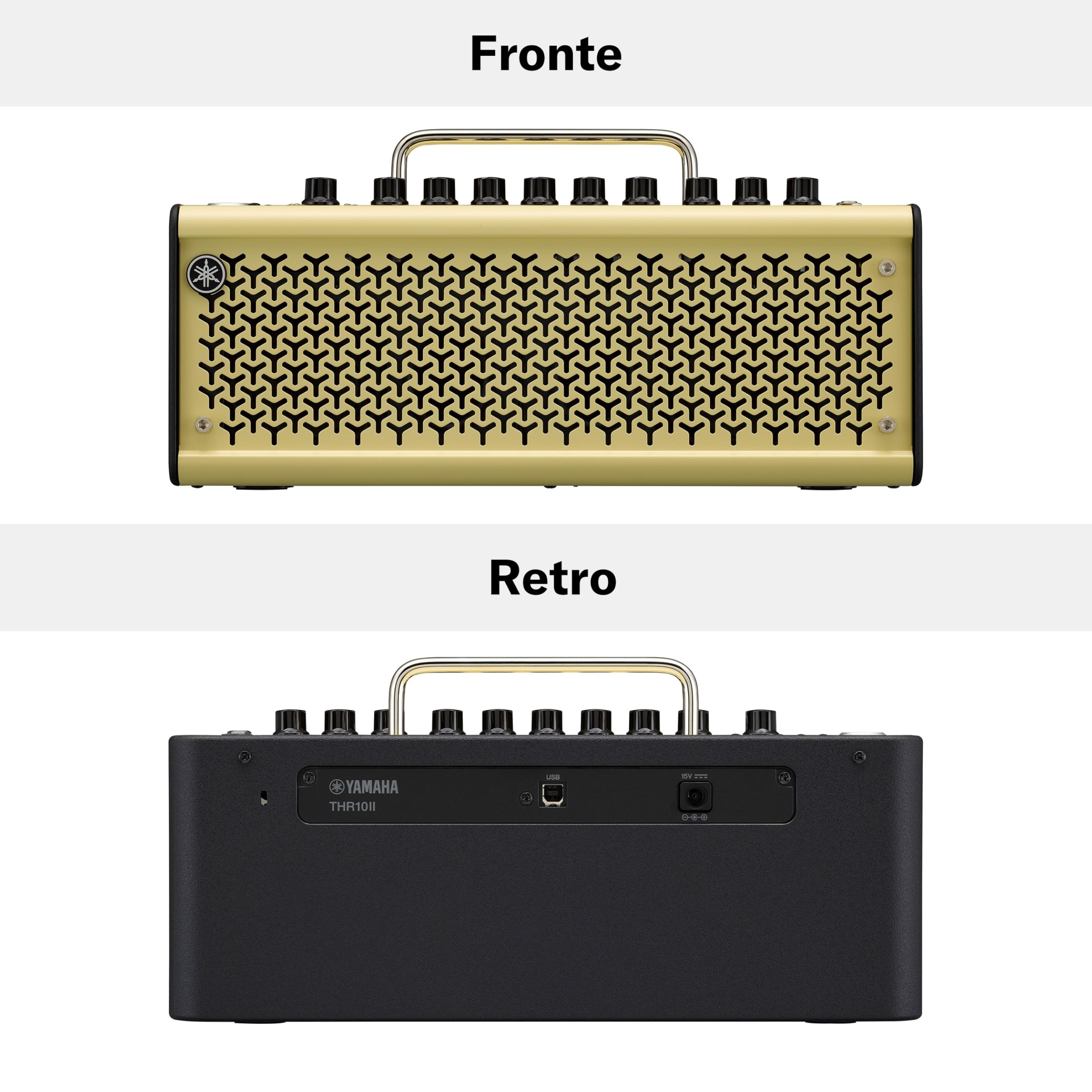 Yamaha THR10II Amplificatore da Tavolo 20 W con Bluetooth, 15 Modelli di Amp per Chitarra e 3 di Basso, 3 Flat Voicing e 3 Modelli di Microfono, Design Compatto e Portatile