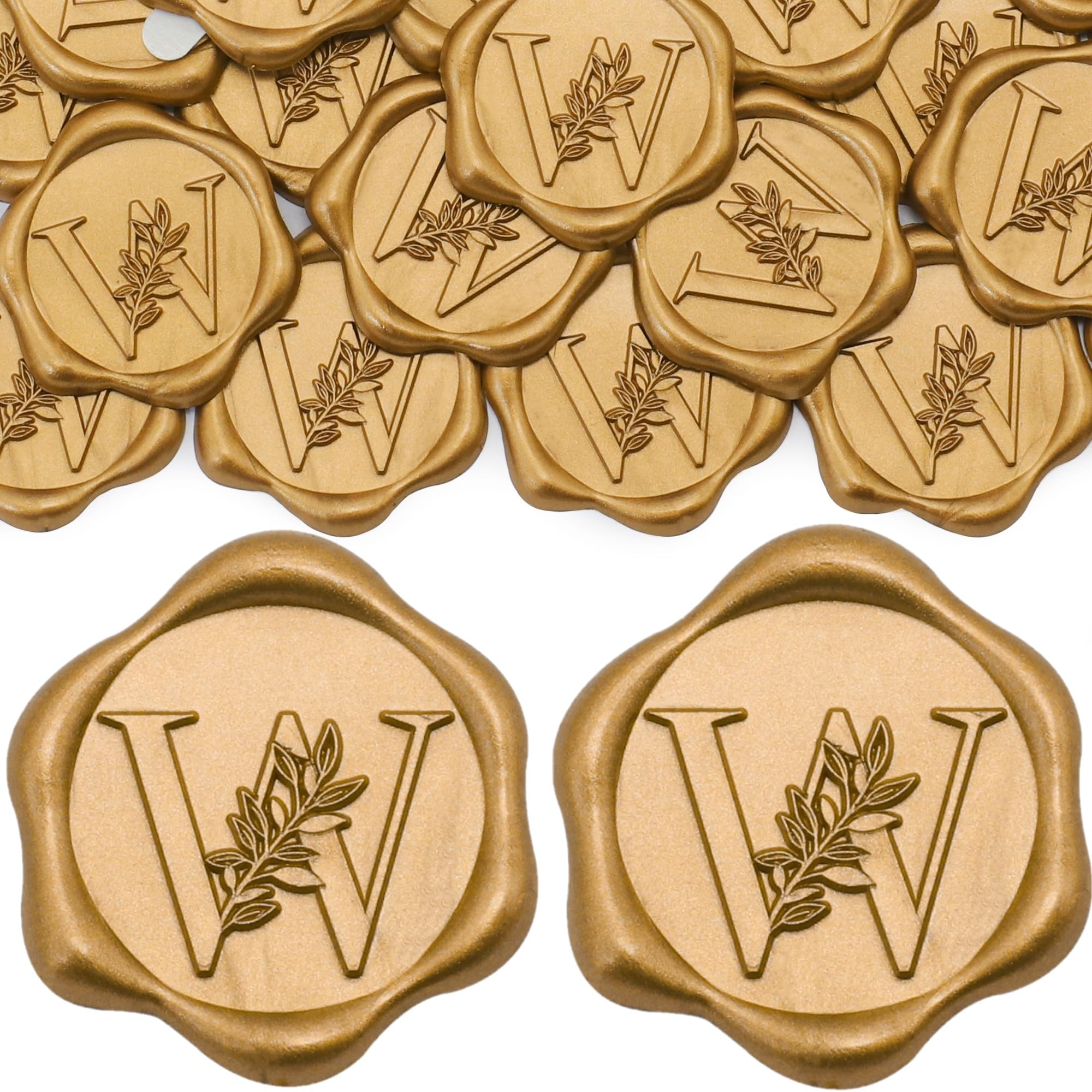 SWANGSA Botanical Letter Wax Seal Stickers – 30 Pcs Antique Gold Initial P – For Invitations & Gifts