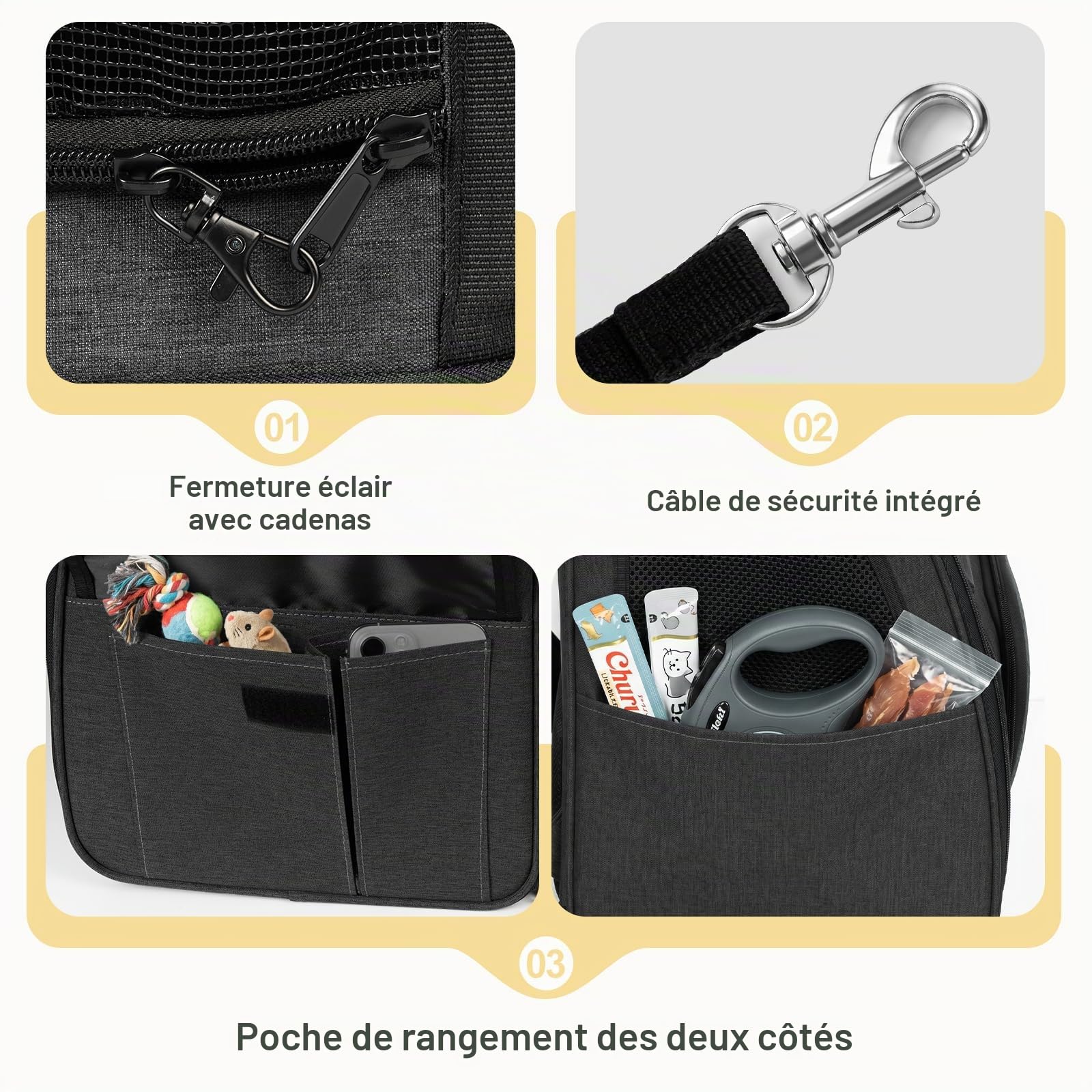 Aystkniet Sac à Dos Transport Chien Chat, Sac Respirant 270° avec 3 Ouvertures, Sac Pliable pour Petit Animal, Rideau Intimité, Support Valise, Voyage Randonnée Camping Plein Air