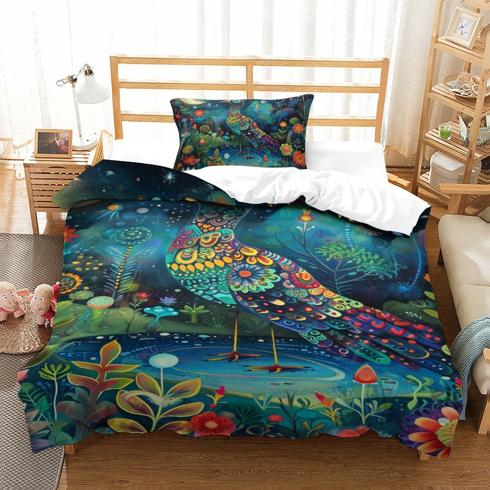 Parure de lit 135x200 cm oiseau 3D pour une décoration de chambre zen