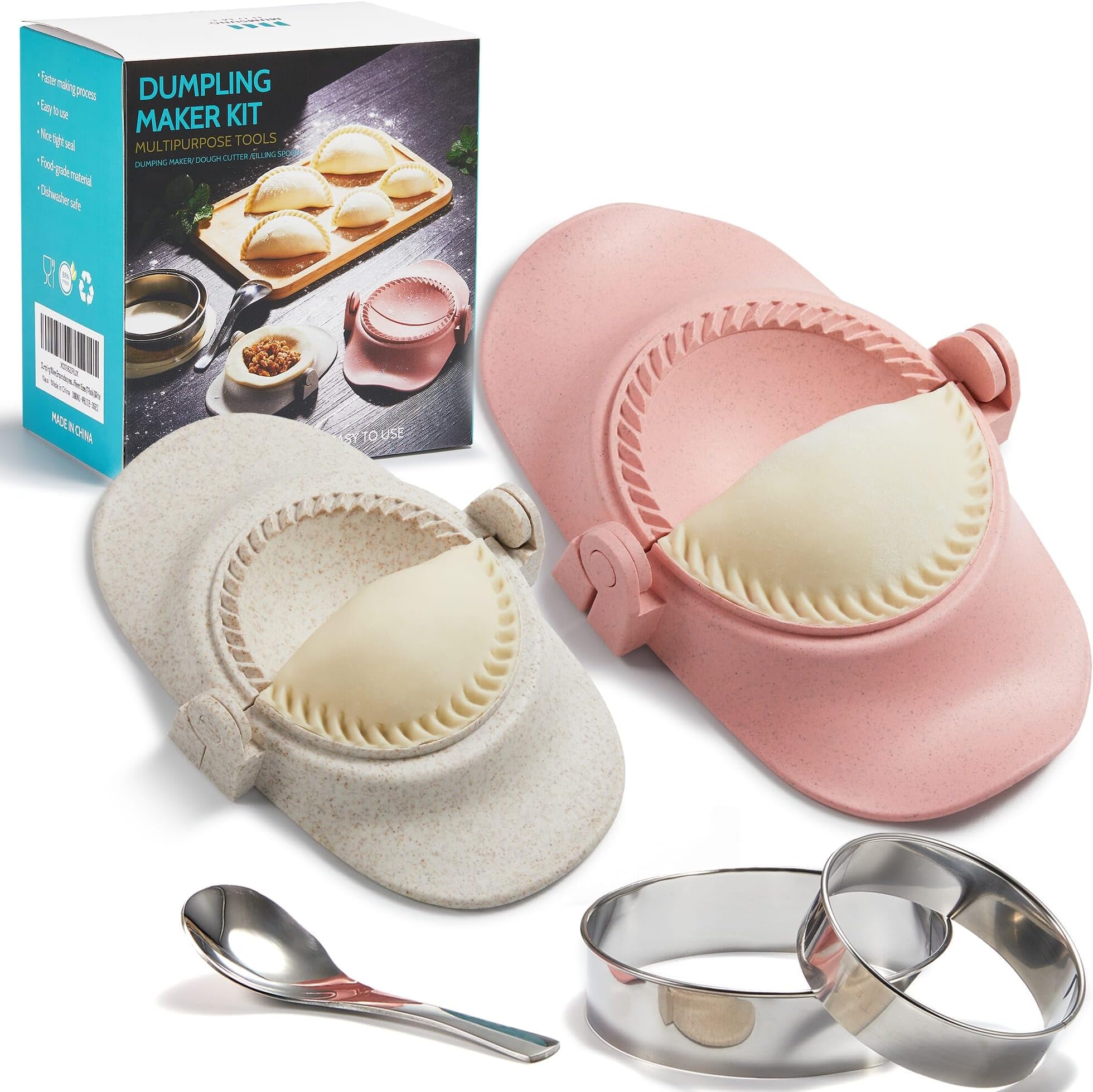 Empanadas Press Maker, Dumpling Maker Mold Set With Dough Cutter, Dumpling Mold Set (L/4"+M/3")