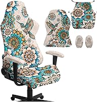 Vista 23 de Mushroom Gaming Chair Slipcover with Zipper Vibrant Computer Chair Covers Strtchable Boho-Chic Ergonomic Gamer Chairs Protector for Adults