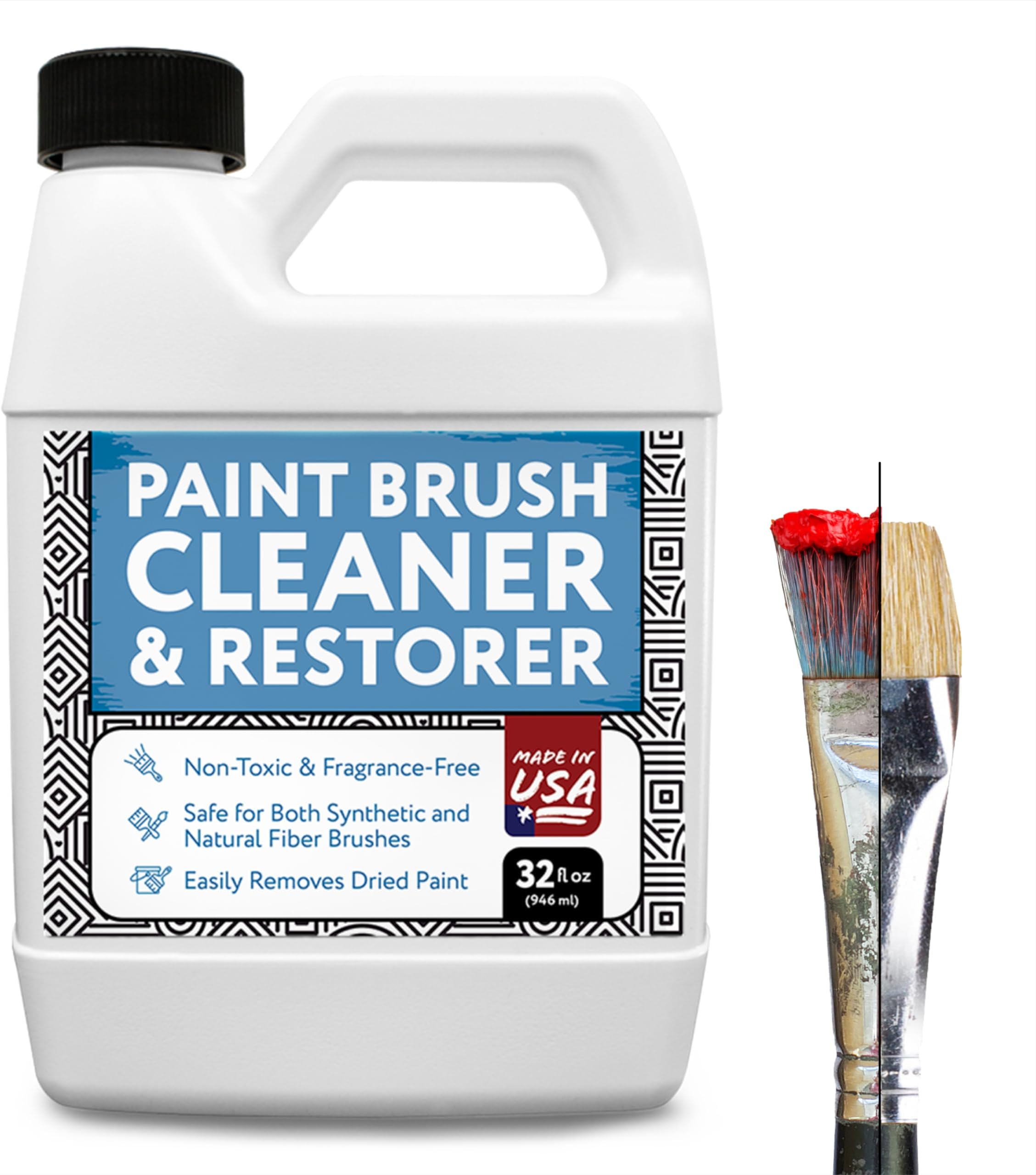 IMPRESA Oil Paint Brush Cleaner - Acrylic Paint Cleaner & Brush Restorer - Odorless Water-Based Formula - 32 Fl Oz
