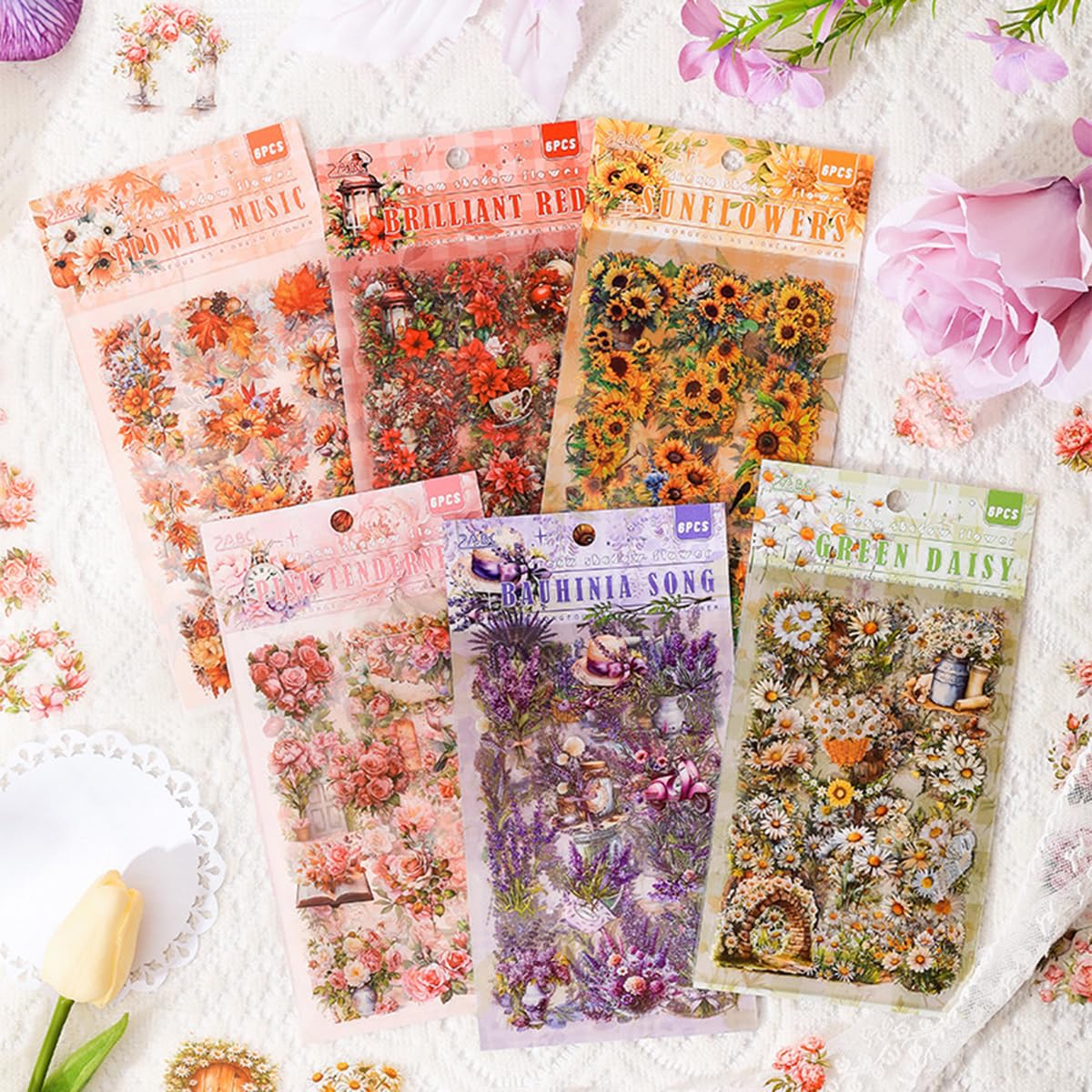 Autocollants fleur scrapbooking pour décorer vos agendas et journaux intimes