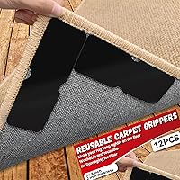 UrdarBrunnr Reusable Non-Slip Rug Grippers for Hardwood, Tile & Laminate - 12pcs 2x6in Double-Sided Carpet Tape Pads, No Floor Damage