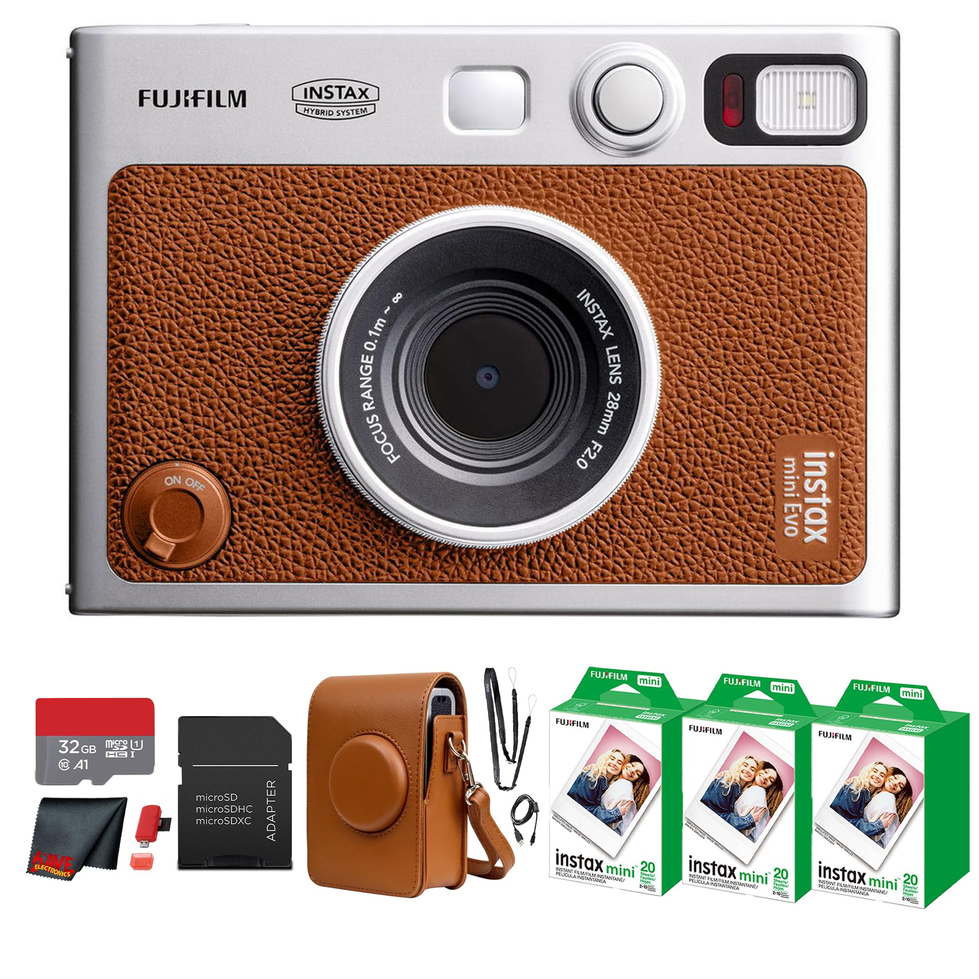 Amazon.com : Fujifilm Instax Mini EVO Hybrid Instant Camera (Brown