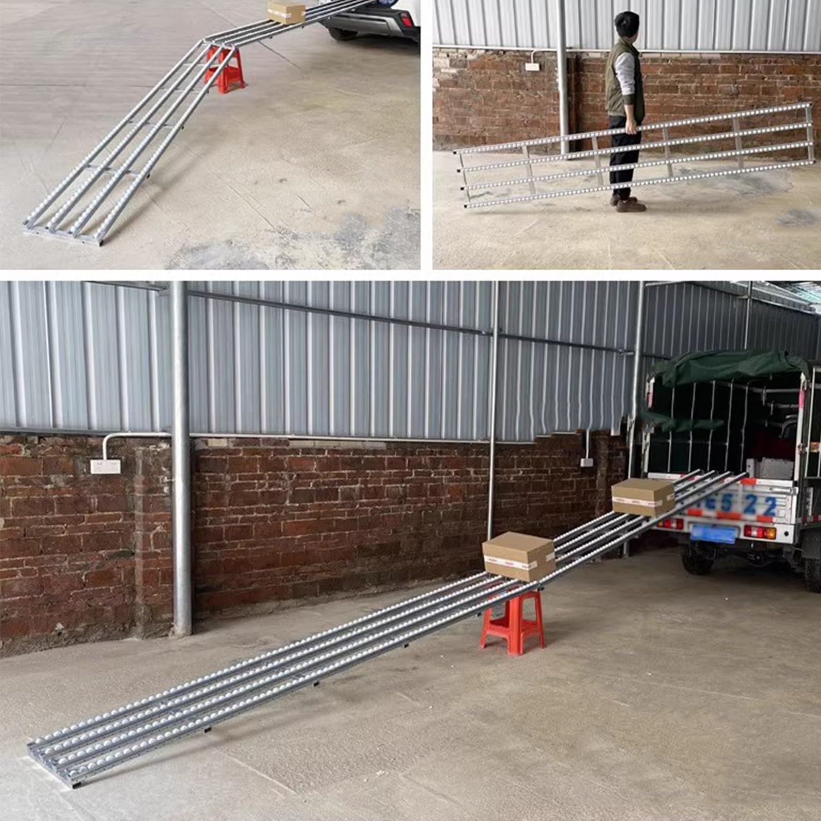 Generico Trasportatore a rulli Pieghevole Non motorizzato - Telaio in Metallo Leggero con rulli in plastica ABS, 40x100 cm, Ideale per la movimentazione delle Merci in Magazzino, Facile da Montare, s