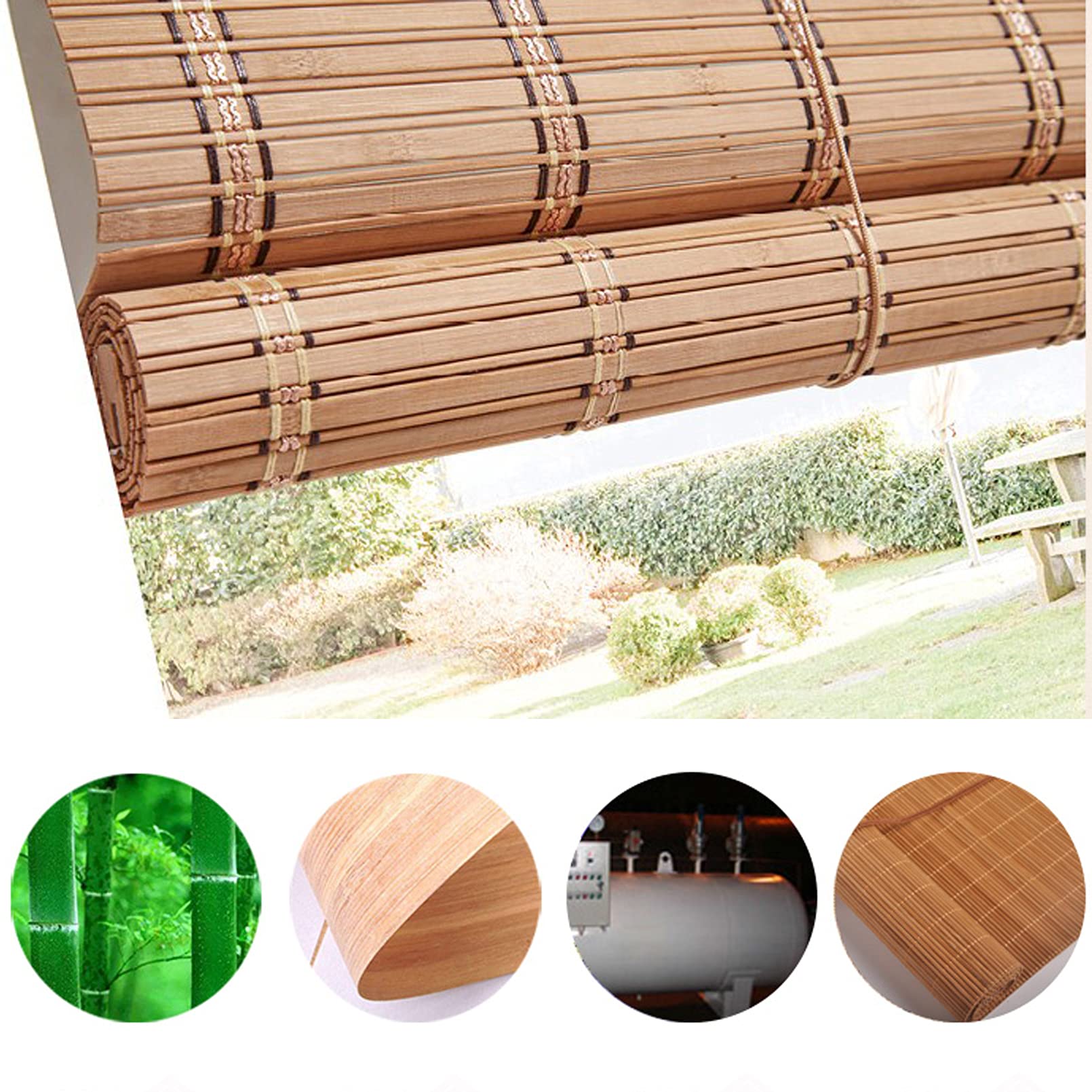 Rideau En Bambou Rétro,Rideau Occultant En Bambou,Stores à Enroulement En Bambou,Stores Venitien Bois,Stores À Rouleaux Romains,Respirant/écologique,pour Jardins,Personnalisées (120x140cm/47x55in)