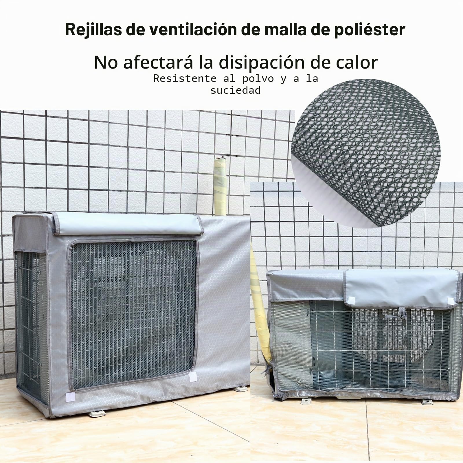 Fundas Aire Acondicionado Exterior, Tapa del Aire Acondicionado, Impermeable y a Prueba de Polvo, Protección Solar y Aislamiento Térmico, Tela Oxford 600D(Silver,100x43x80cm)