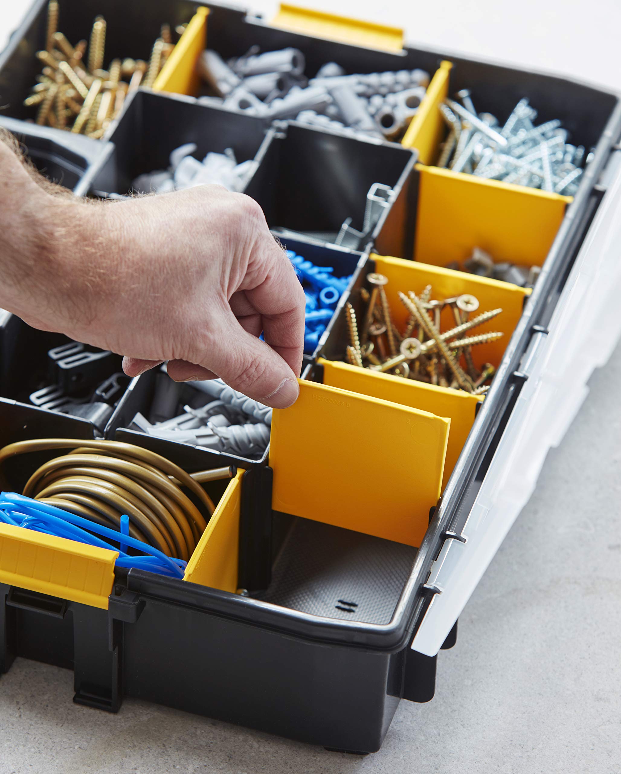 STANLEY SORTMASTER Organisateur d'outils à 12 compartiments, Organisateur d'outils professionnel étanche avec compartiments amovibles, pour le rangement de petites pièces et d'outils, 1-94-745