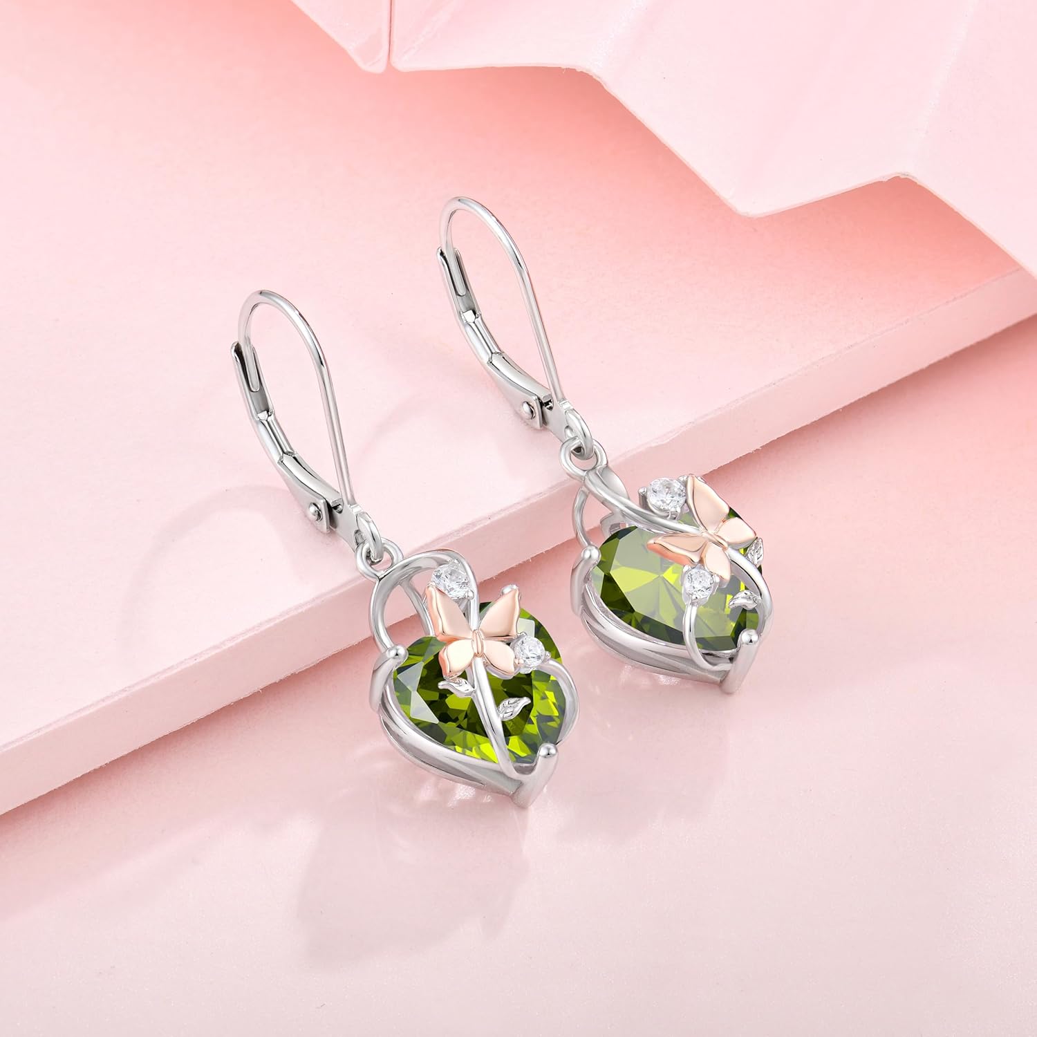 Dangle Drop Leverback Earrings for Women, 925 Sterling Silver Infinity Butterfly Heart July Birthstone Ruby Color Earrings Jewelry Gifts, Anniversary Birthday Gifts for Her - Image 4