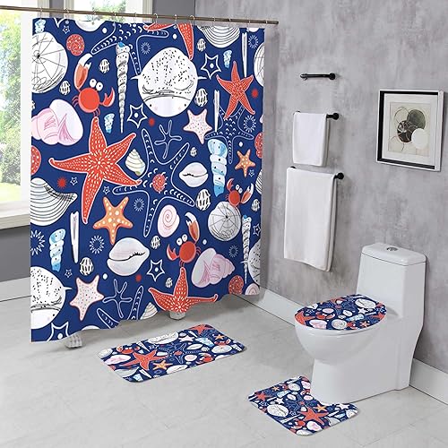 Vista 10 de Juego de 4 cortinas de ducha retro de los años 70 con moquetas modernas de flores amarillas, juego de baño para el hogar, baño, bañera, decoración