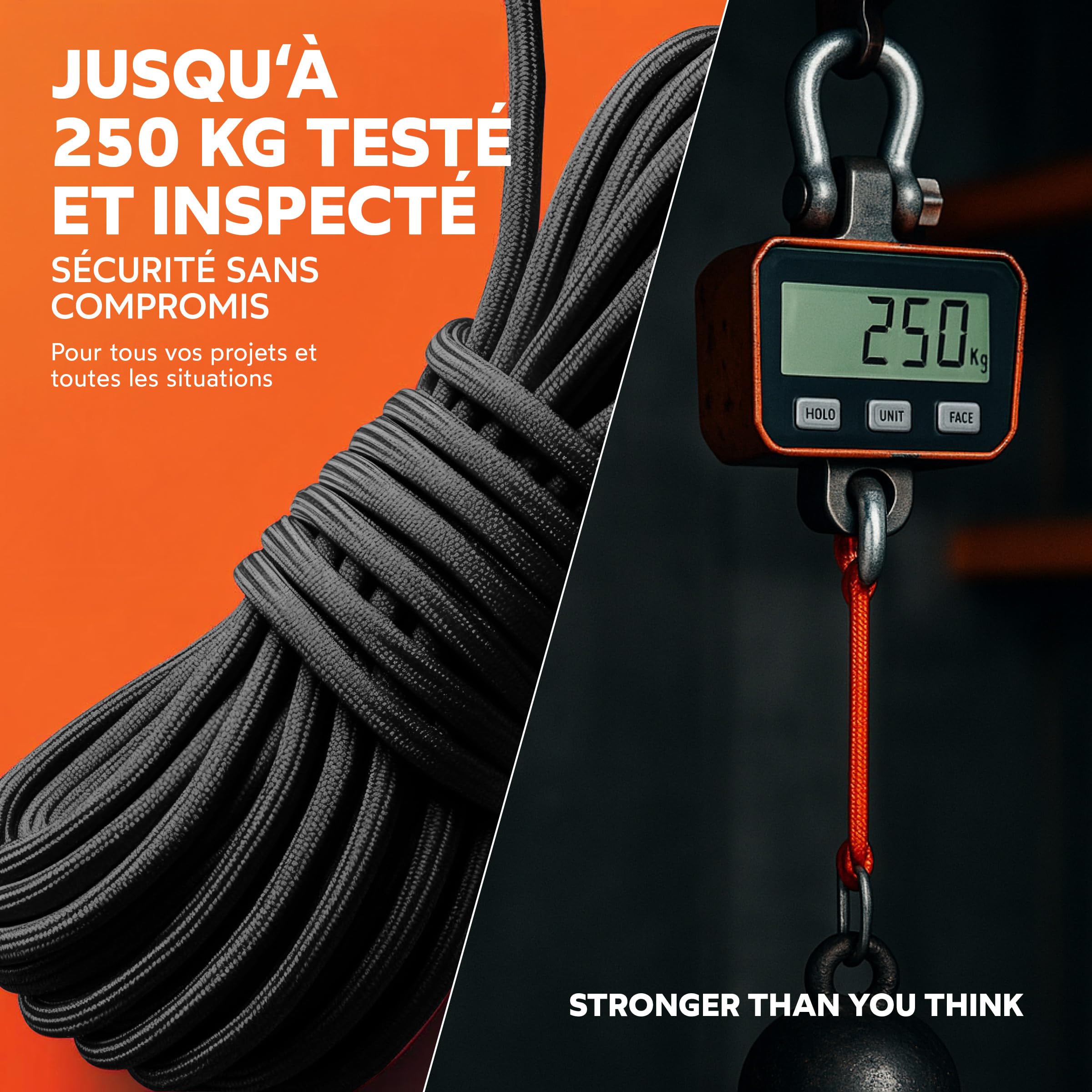 GO!elements Paracorde en Ficelle Nylon - 4mm Paracorde 550 Typ III Corde - approprié en Fil de Peche Nylon, Filet éthologique, etc. | Max. 250kg