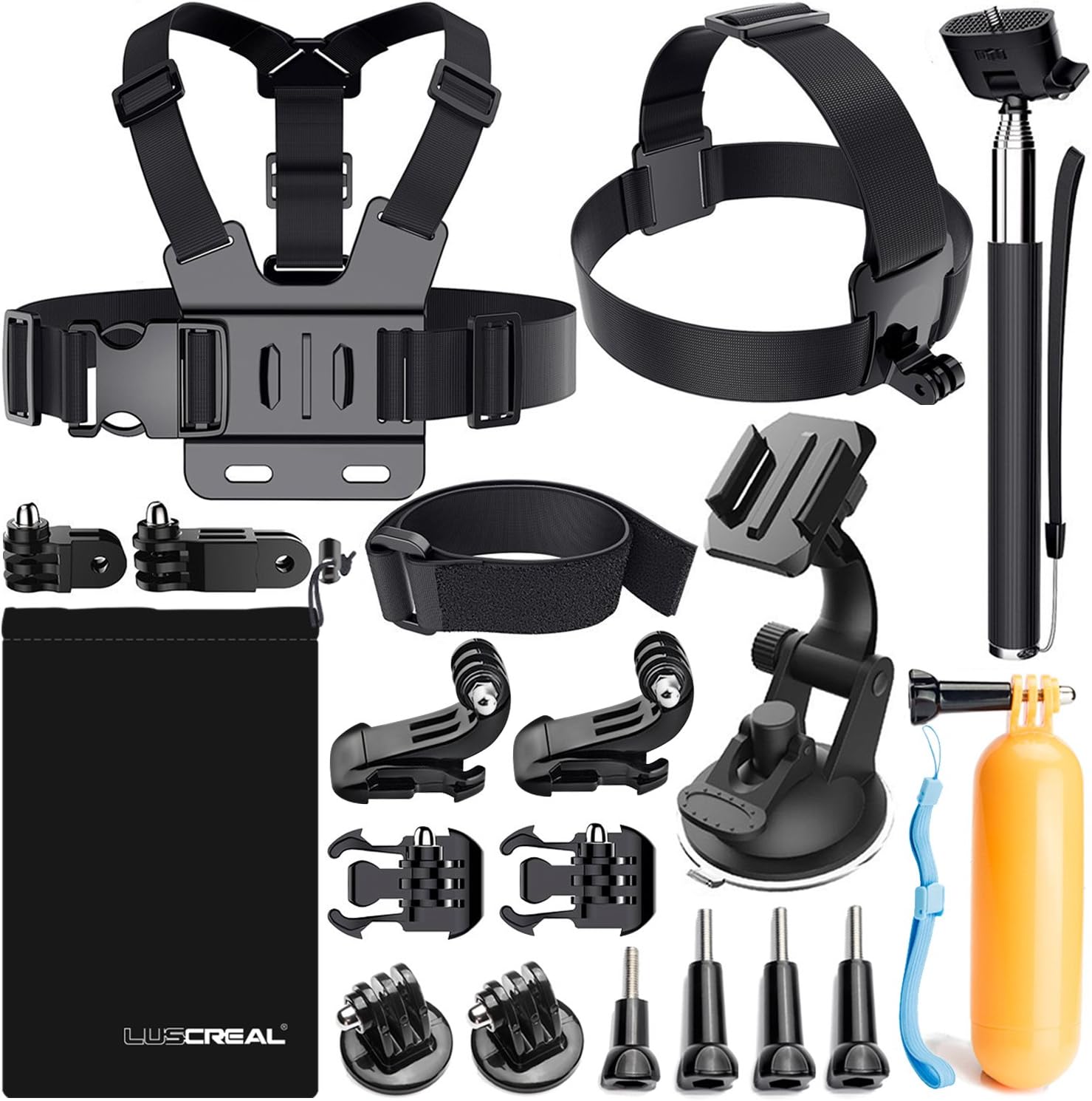 Accessories for GoPro, Lusreal Action Camera Accessories Kit for Go Pro Hero 7 Hero 2018 Hero 6 5 4 3 2 1 Hero Session 5 Black AKASO EK7000 Apeman and More
