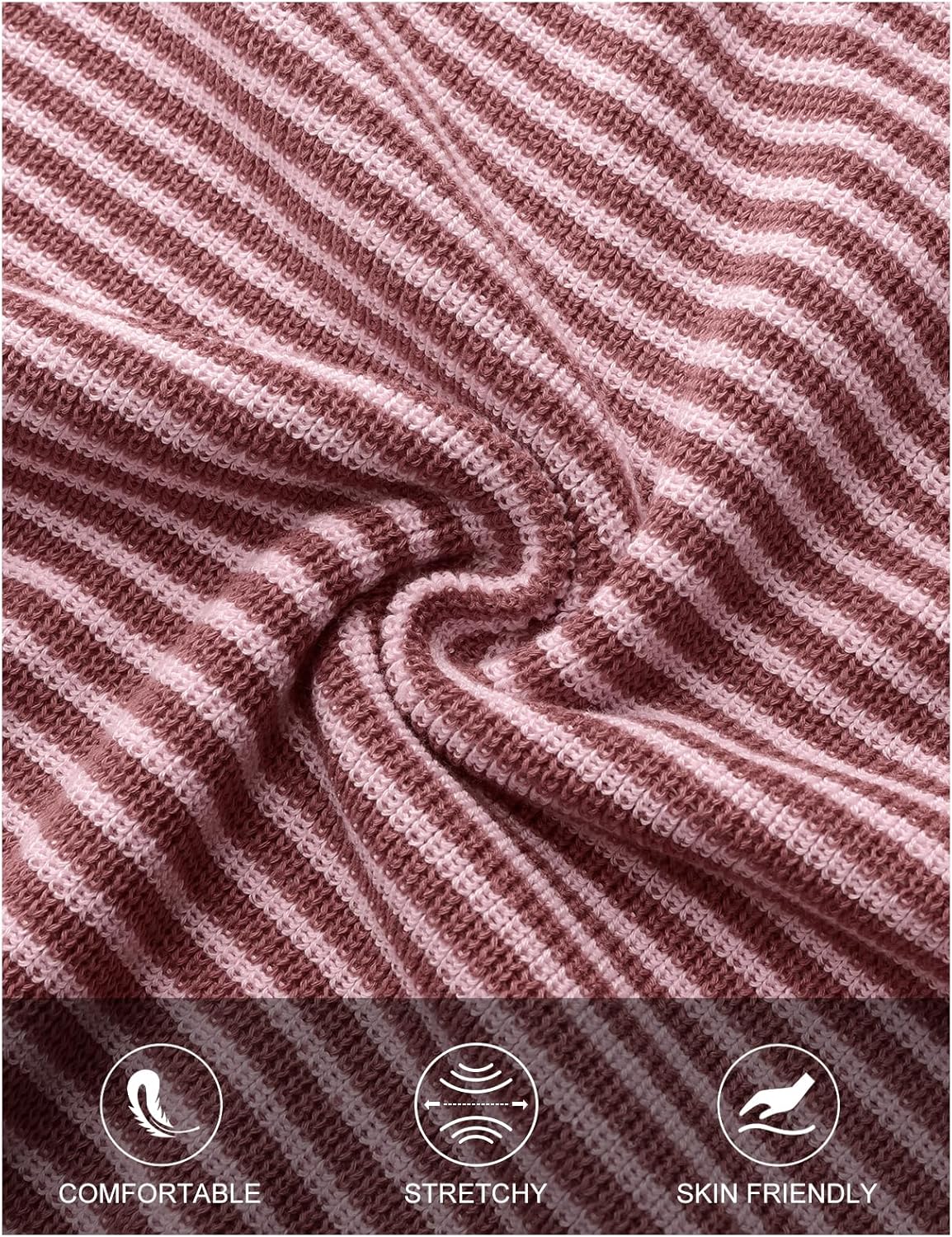 MEROKEETY Lounge Sweater Sets for Women 2 Piece Outfits Casual Long Sleeve Striped Tops Shorts Matching Set - Image 6