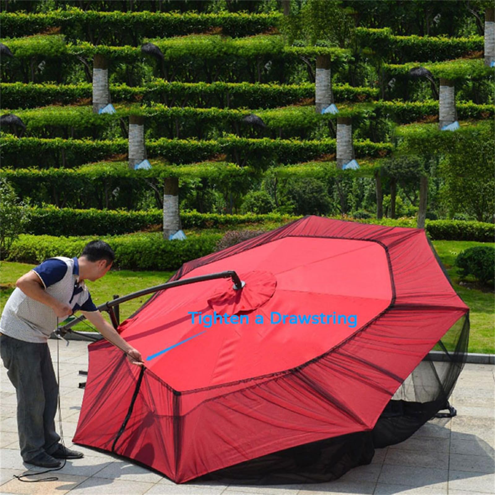 Ombrellone da giardino per esterni, zanzariera per tavolo da patio, protezione dagli insetti per gazebo e ombrelloni dritti, resistente ombrellone da esterno in rete