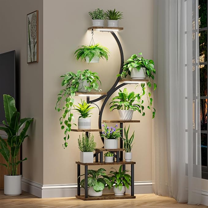 Indoor Plant Stand with Grow Lights