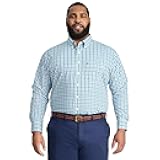 Men's Big and Tall Performance Comfort Long Sleeve Plaid Button Down
