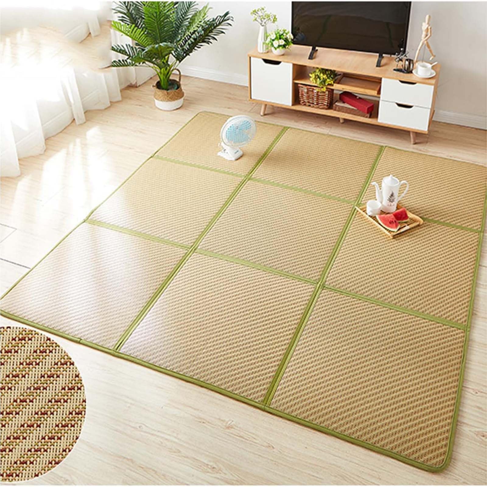 Tatami Japonais Traditionnel pour intérieur, Tapis antidérapant Confortable, pour Salon, Salle de Jeux, Chambre à Coucher,008,60 * 180cm