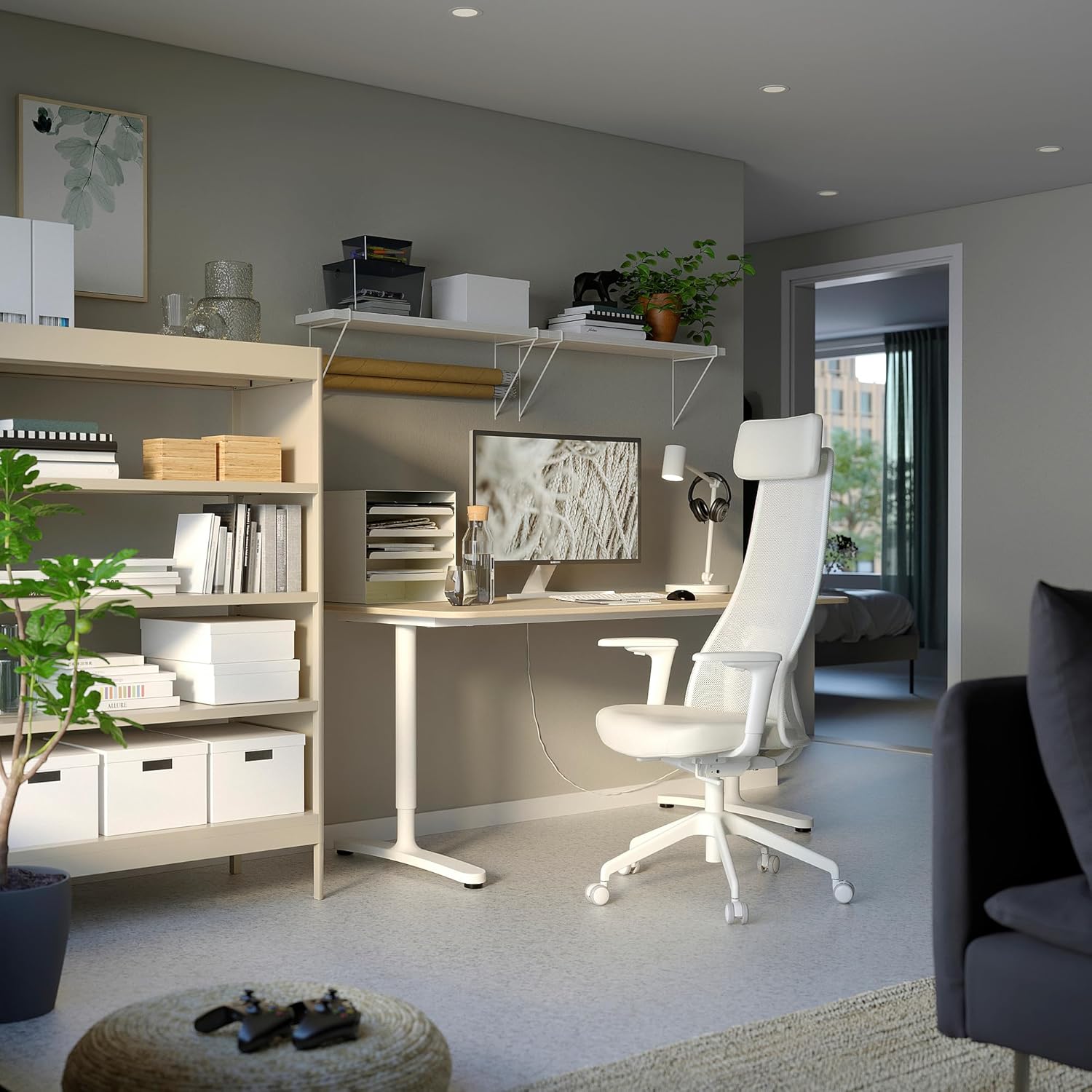 IKEA JÄRVFJÄLLET Office Chair with armrests, Grann White
