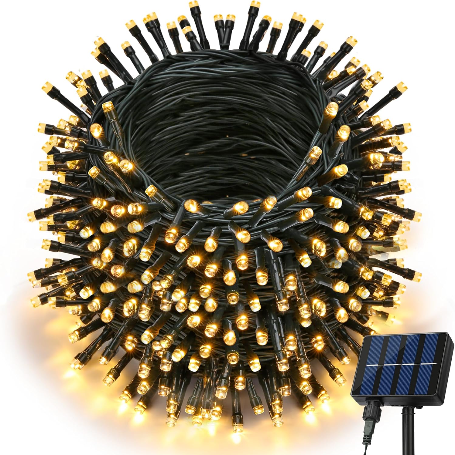 Joomer Solar String Lights Outdoor, 105FT 300 LED 8 Modes Outdoor String Lights Waterproof Fairy Tree Lights for Garden Yard Patio Christmas Decoration (Warm White)