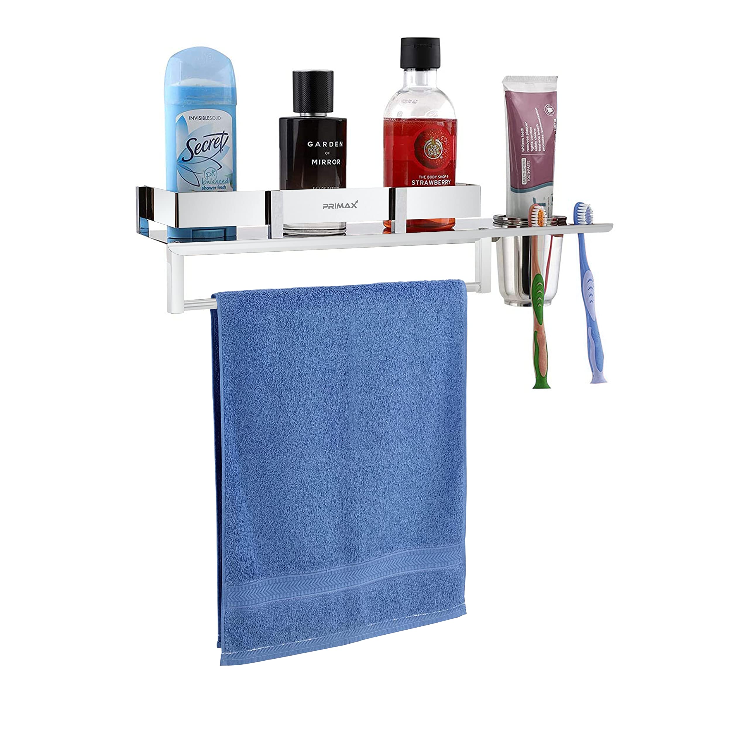 Primax Stainless Steel Nickel 3 in 1 Multipurpose Bathroom Shelf, Towel Hanger (Chrome, Silver, 15 x 5 Inches) (B0BQZ8KNSW) Amazon Price History, Amazon Price Tracker