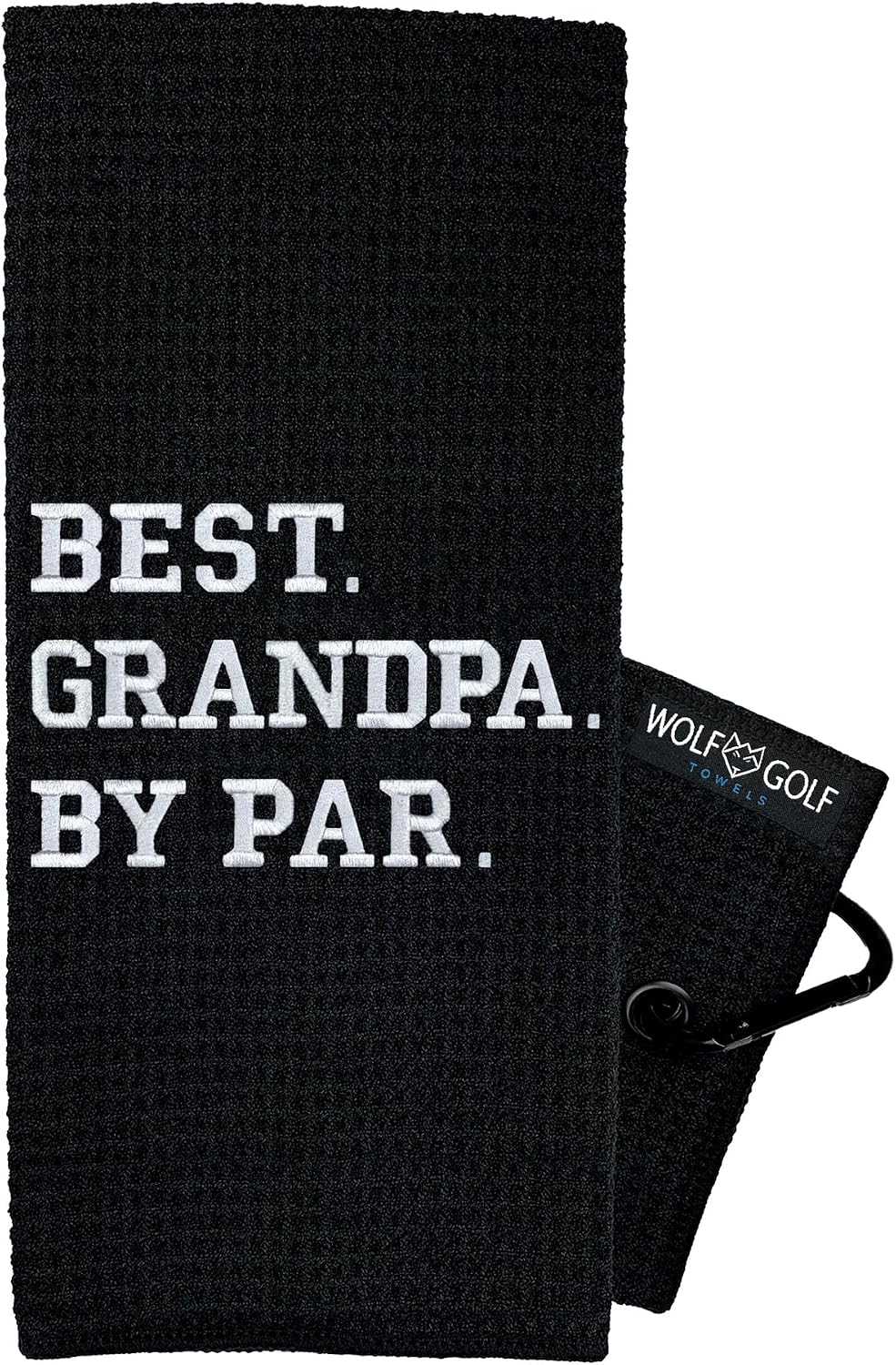 Wolf Golf Towels - Best Grandpa By Par Golf Towel - Golf Accessories for Men - Golf Gifts for Men - Embroidered Funny Golf Towel