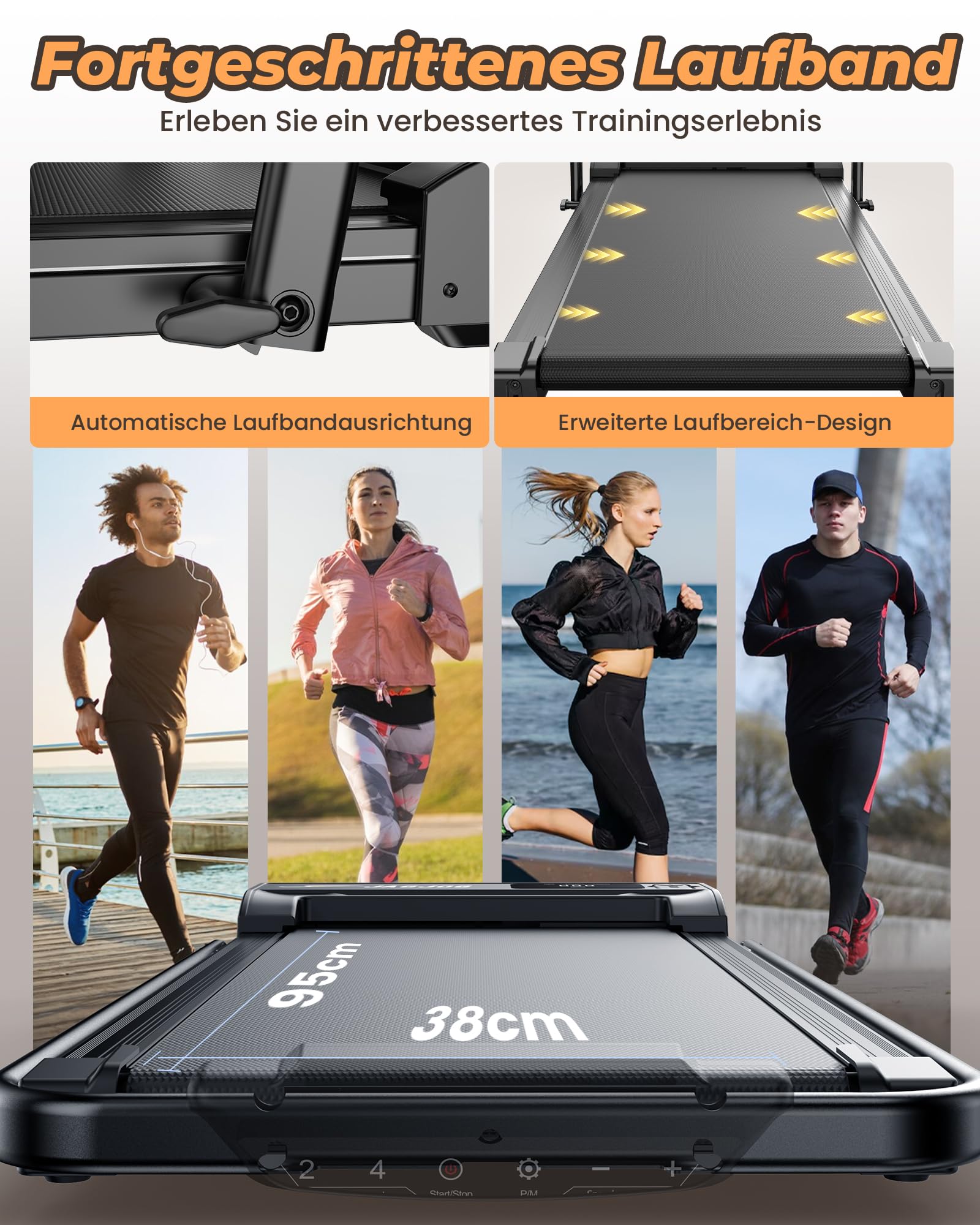 Cinta de Correr Plegable 2 en 1 para el hogar – 15% de inclinación, Motor de bajo Ruido de 2,5 CV (≤ 45 dB), 1-10 km/h, Capacidad de Carga de 120 kg, 12 Modelos de Entrenamiento y Pantalla LED