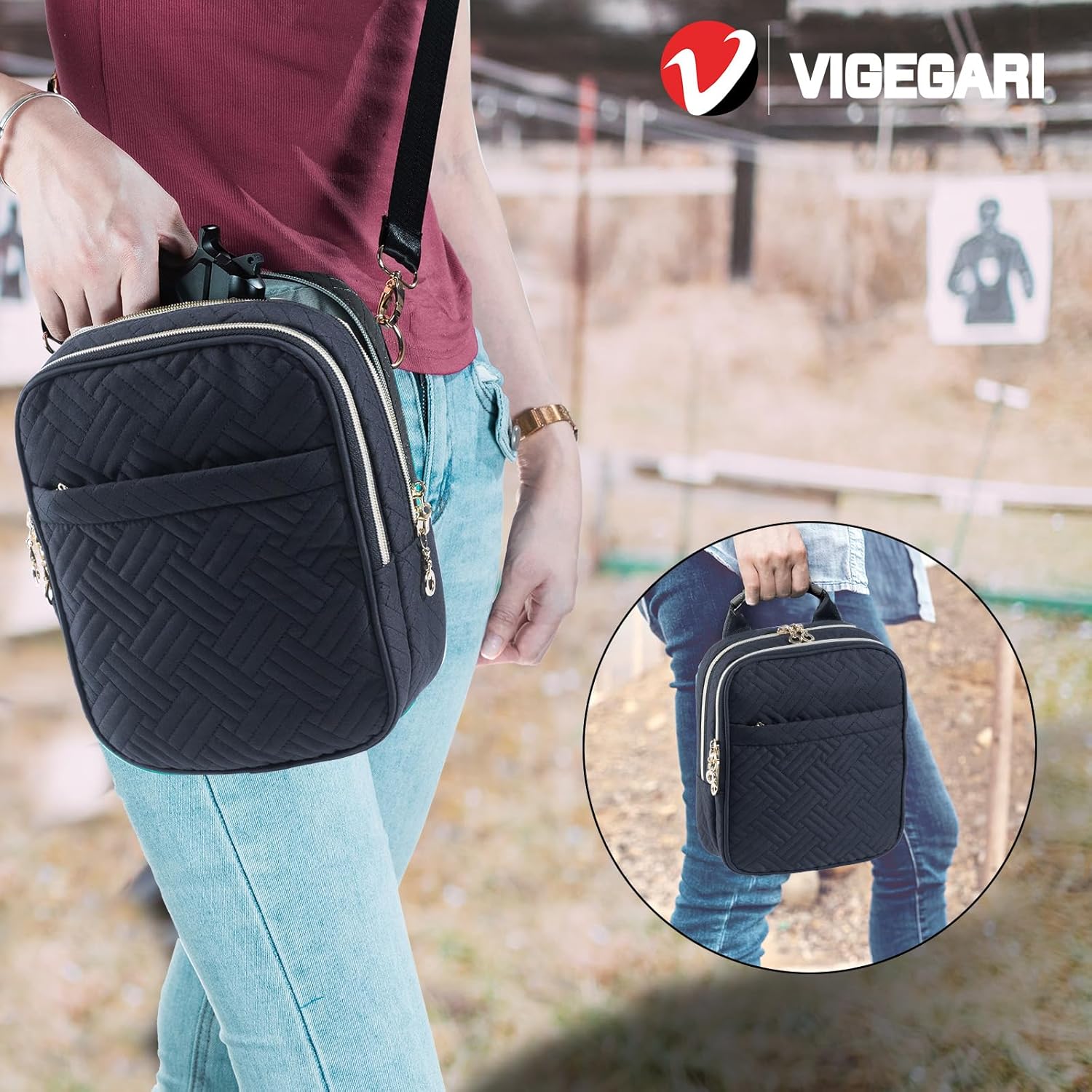 Soft Pistol Case, Gun Bag for Women, CCW Pistol Bag, Crossbody Gun Bag, Concealed Carry Gun Pouch, Small Tactical Range Bag, Gun Case (Black) - Image 7