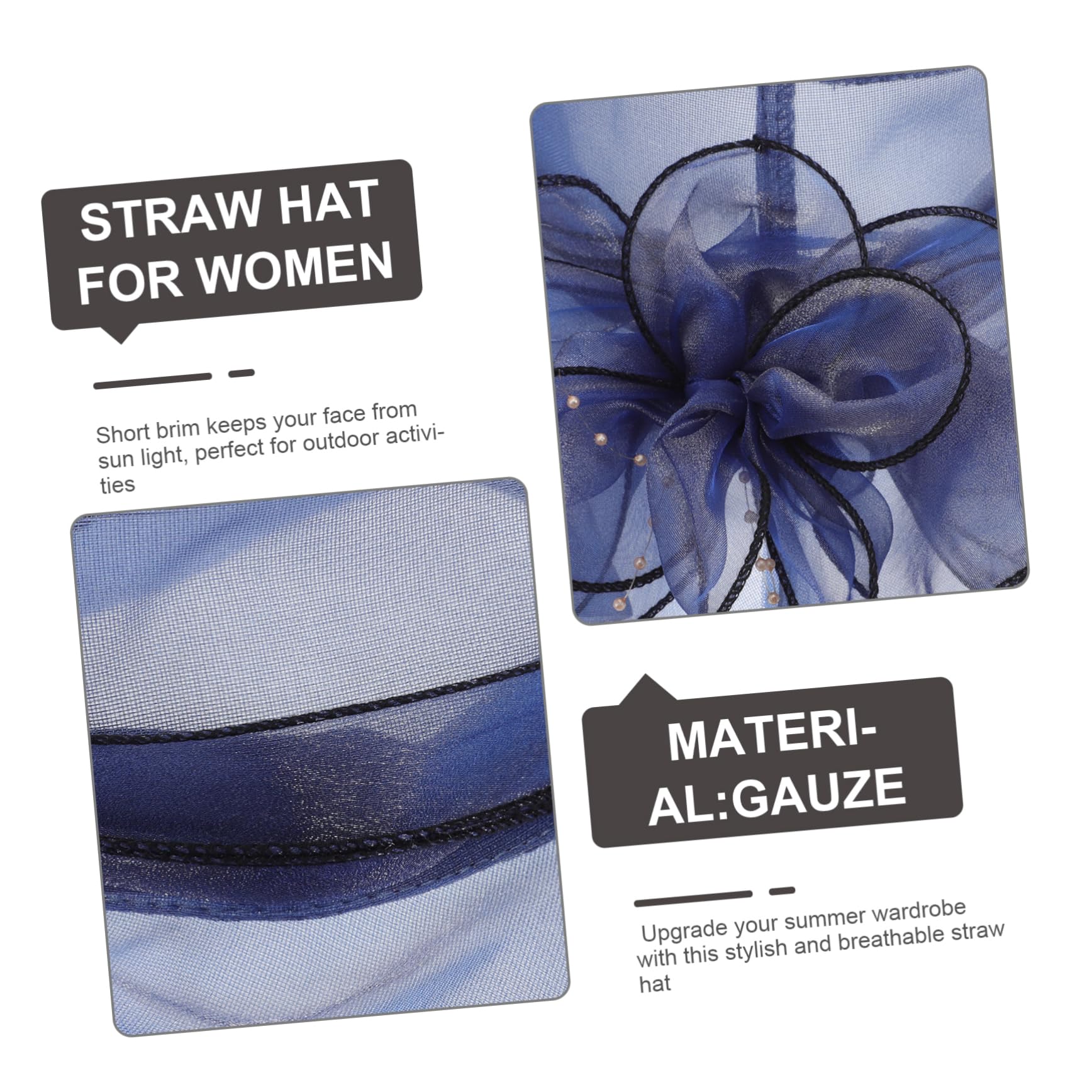 Veemoon Chapeau de Tulle pour Large Décoratif Chapeau Église Élégant Protection Solaire pour Activités Air