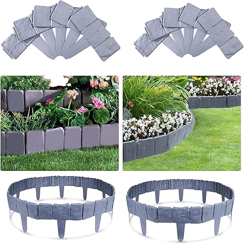 Valla de jardín, borde de jardín, borde de paisaje, para patios, caminos de césped, pasarelas de paisaje, borde de cama de flores (10 piezas)