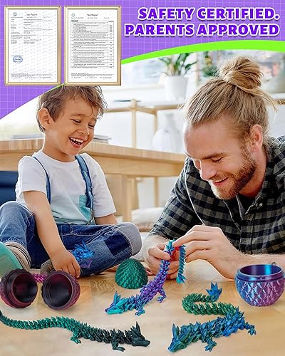 Miniatura 6 de TBOLINE - Huevo de dragón impreso en 3D, animal de cristal articulado, juguete para la ansiedad para adolescentes, niños y niñas, piezas míticas