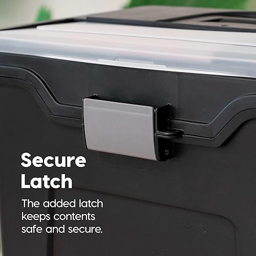 Miniatura 3 de IRIS USA - Caja de archivos portátil tamaño carta con tapa organizadora integrada y asa para carpetas colgantes paquete de 4 grande negro