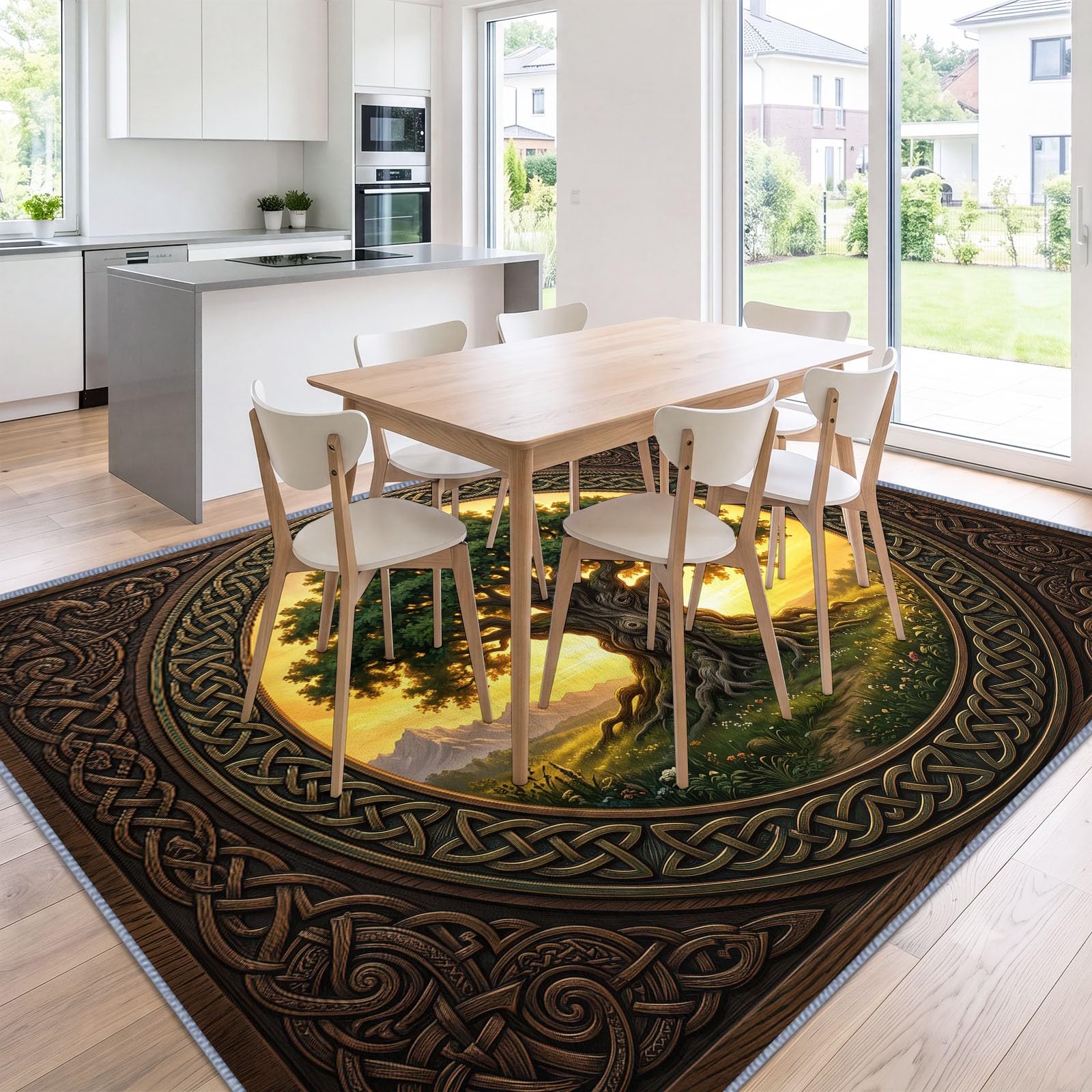 Générique Nature Plantes Floral Tapis Salon Vert Arbre Prairie, Lavable en Machine 140 x 200 cm Grand Tapis à Poil Court Antidérapant Doux pour Adulte Chambre Salle à Manger Bureau