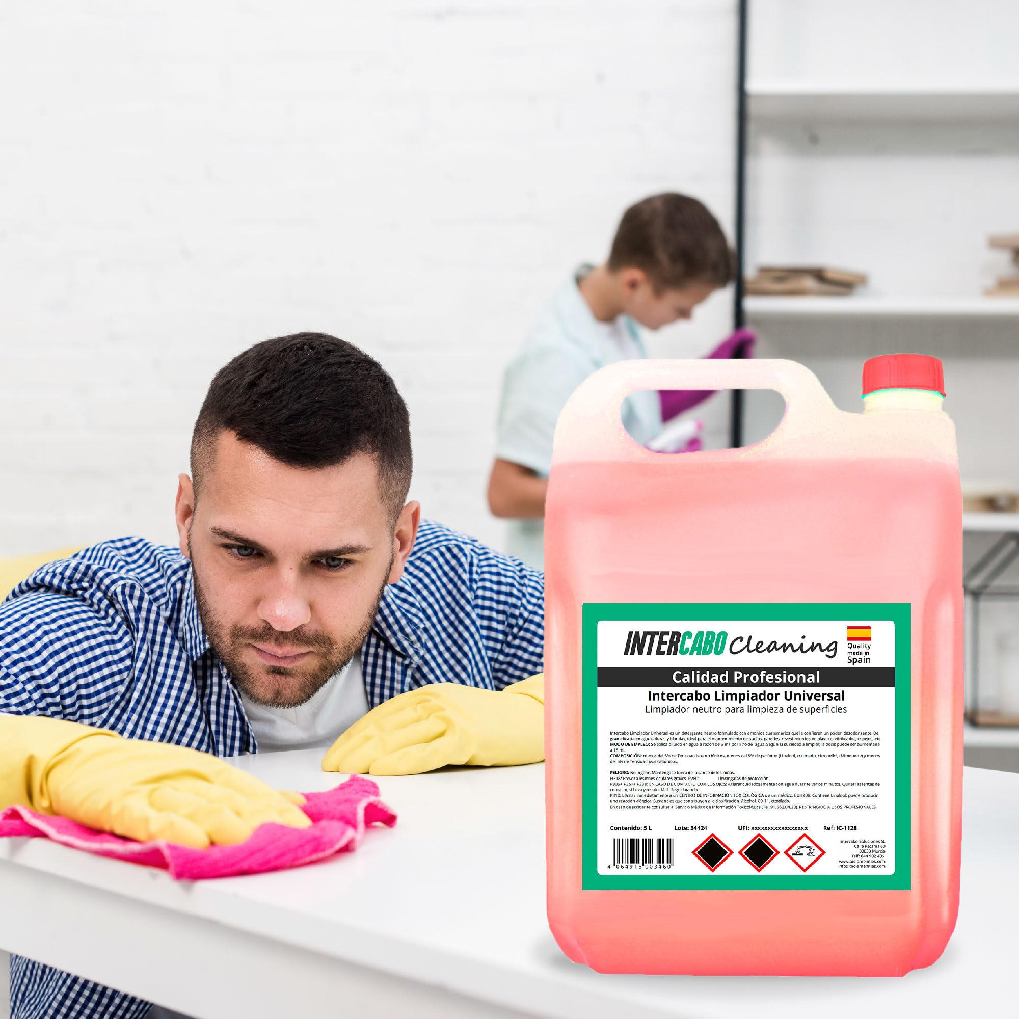 Pack 4 garrafas de 5L limpiador multiusos de superficies - total 20L - limpieza profesional de cocinas, baños, suelos y muebles - limpiador universal perfumado - Intercabo