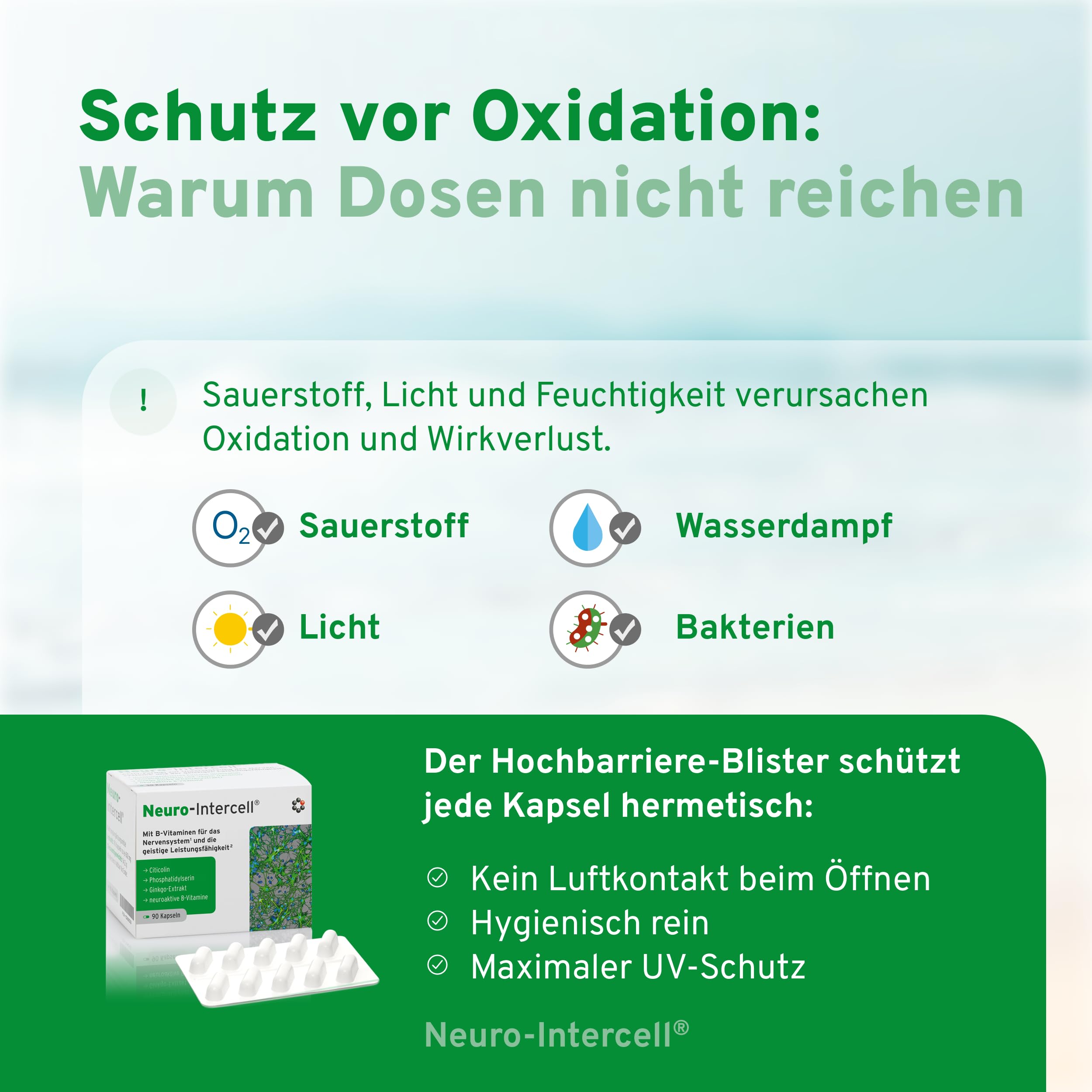 Neuro-Intercell® Vitamin B Komplex (90 Kapseln) - Hochdosiert für Nervensystem & Konzentration - Mit Ginkgo Biloba, Cognizin® Citicolin & Phosphatidylserin - Aktives B12 (Methylcobalamin)