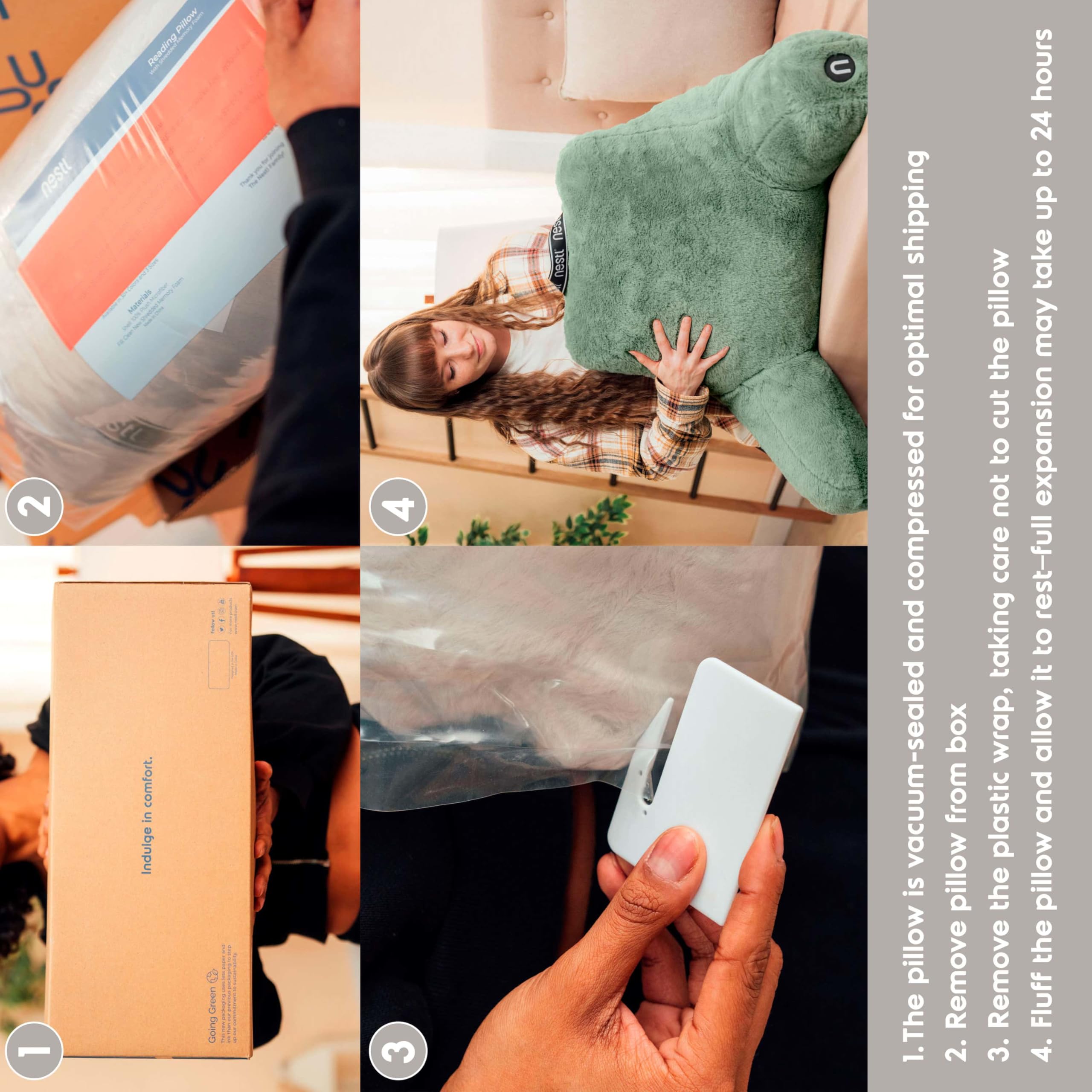 Nestl Futrzana poduszka do czytania, stylowa poduszka pod plecy do leżenia w łóżku, ze sztucznego futra, poduszka na krzesło z ramionami, poduszki do czytania do siedzenia w łóżku dla dorosłych i