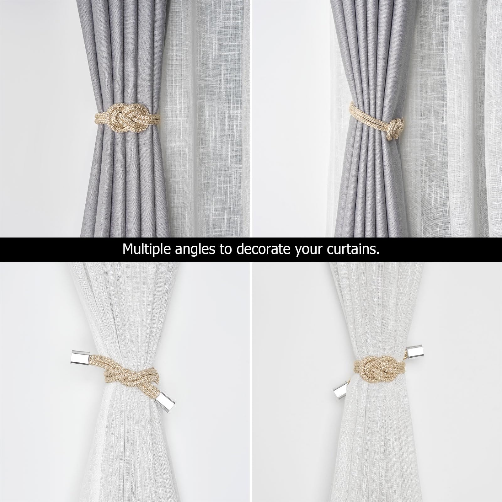 Pretty Jolly Mini magnetische gordijn embrasses Scandinavische eenvoudige stijl houder elegant decoratief draperie, beige, 2 stuks