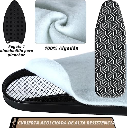 Miniatura 4 de caius Tabla de planchar, compacta y ahorradora de espacio, tabla de planchar de tamaño completo, área de planchar extra ancha con cubierta acolchada