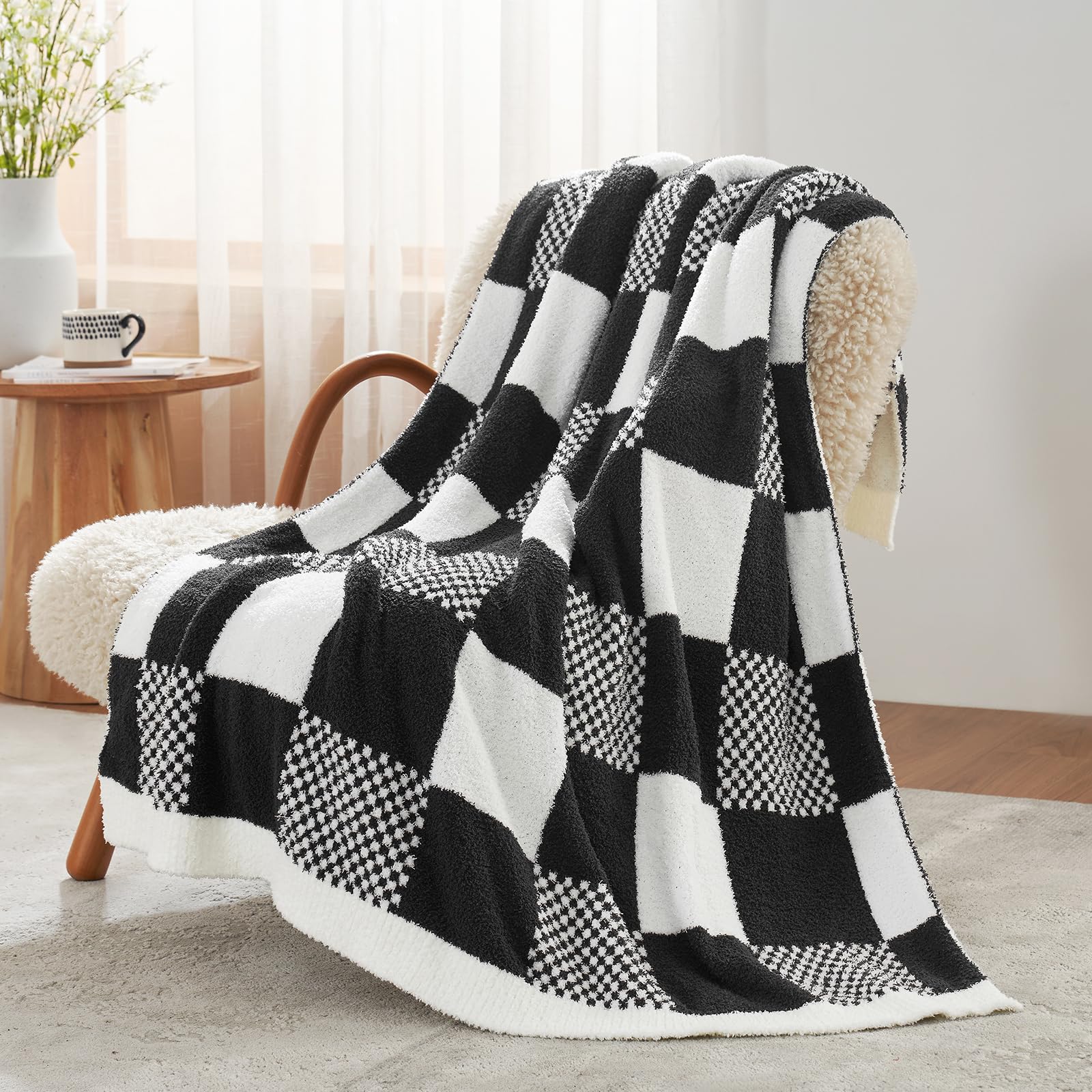 Snuggle Sac Checkered Throw Blanket