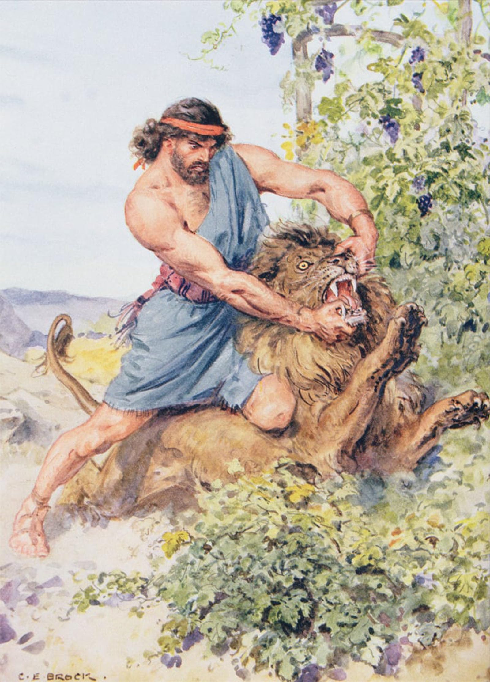 POSTERIIk Famous Animal Posters Vintage Picture He Seized the Lion and Tore It Tos by Charles Edmund Brock Modern Wall Decor for Home Decor 60x90cm