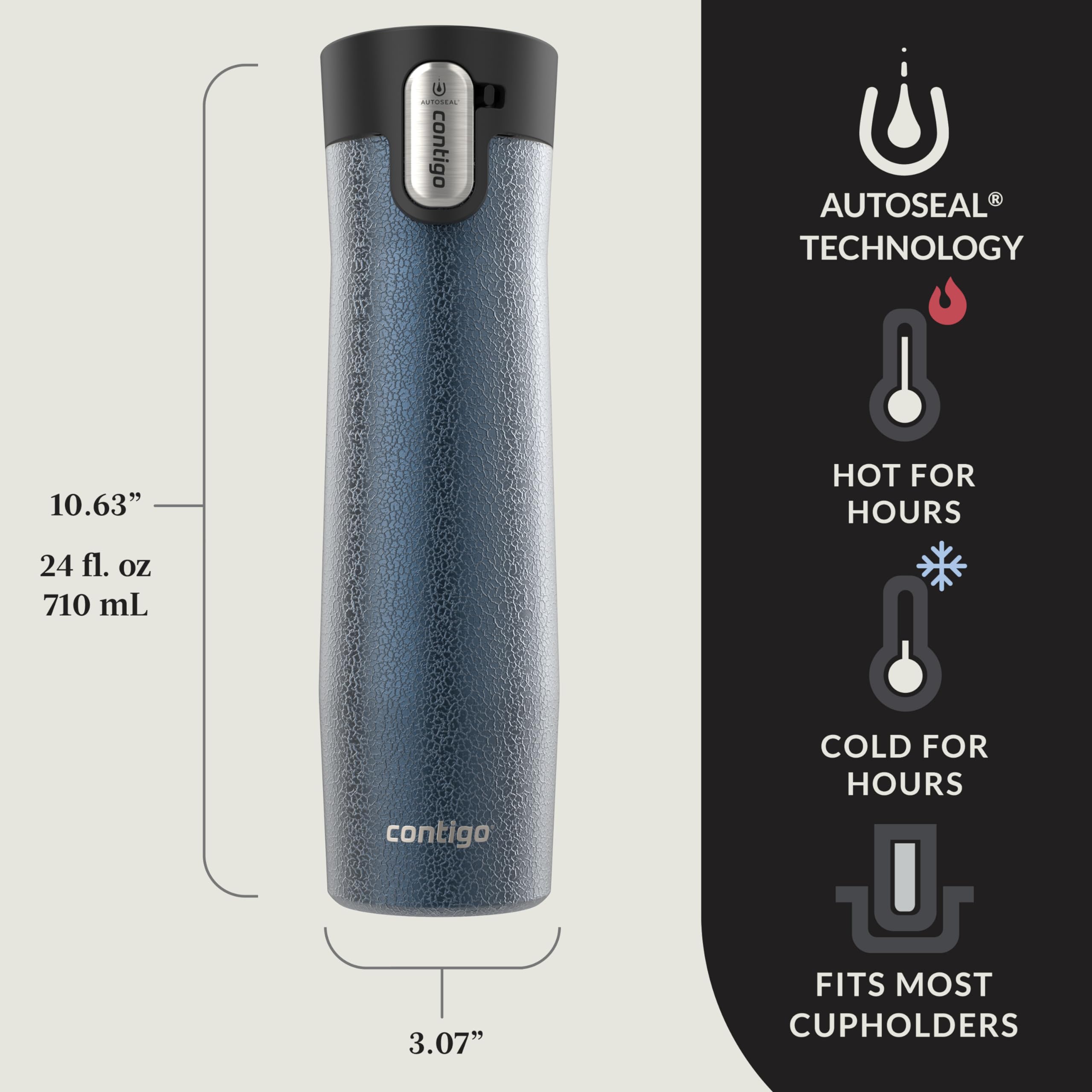 Amazon.com: Contigo AUTOSEAL West Loop Vacuum-Insulated Stainless Steel Travel  Mug with Easy-Clean Lid, 24 oz, Crystal Blueberry : Sports & Outdoors